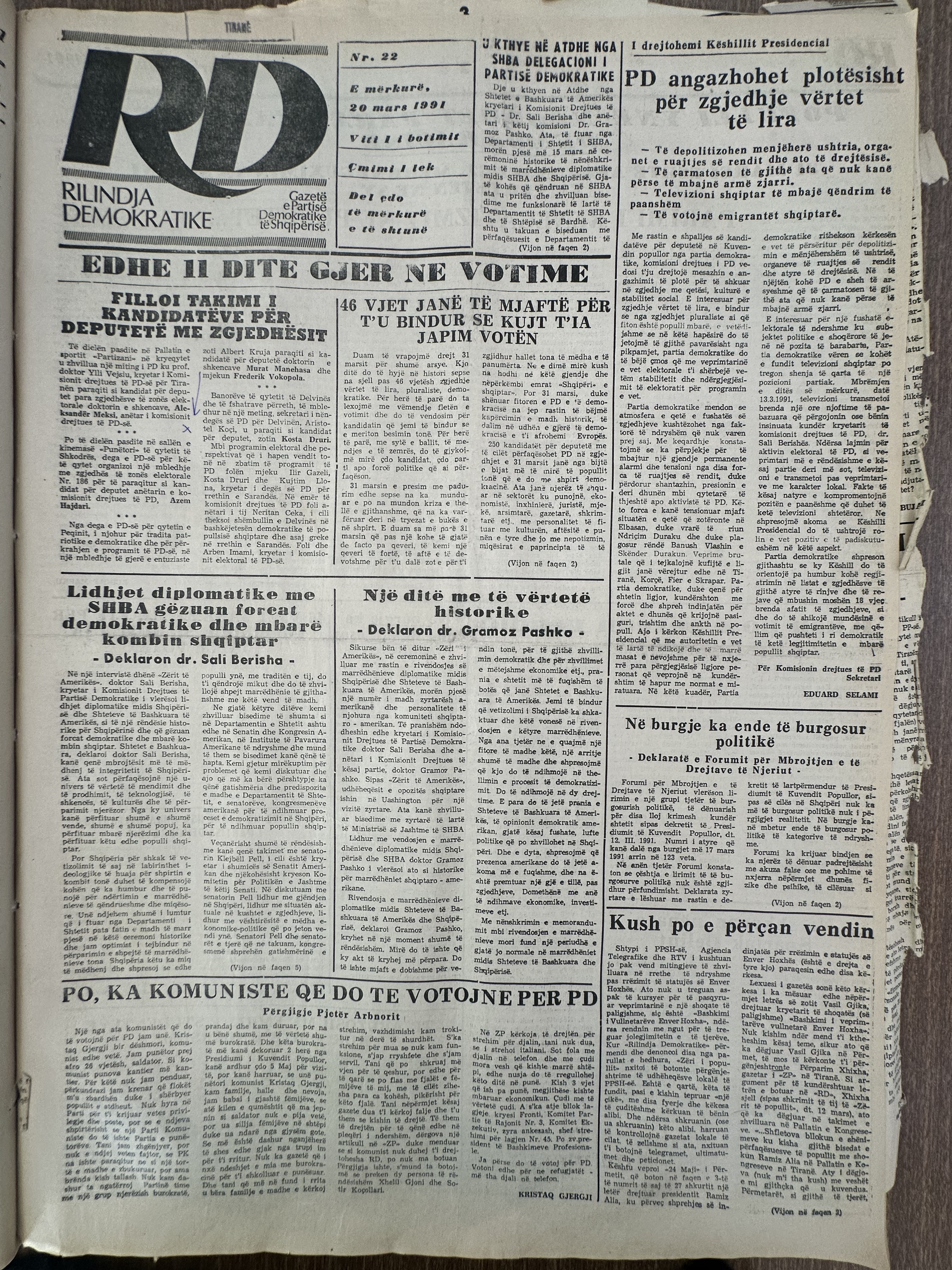 Rilindja Demokratike 1991-03-20