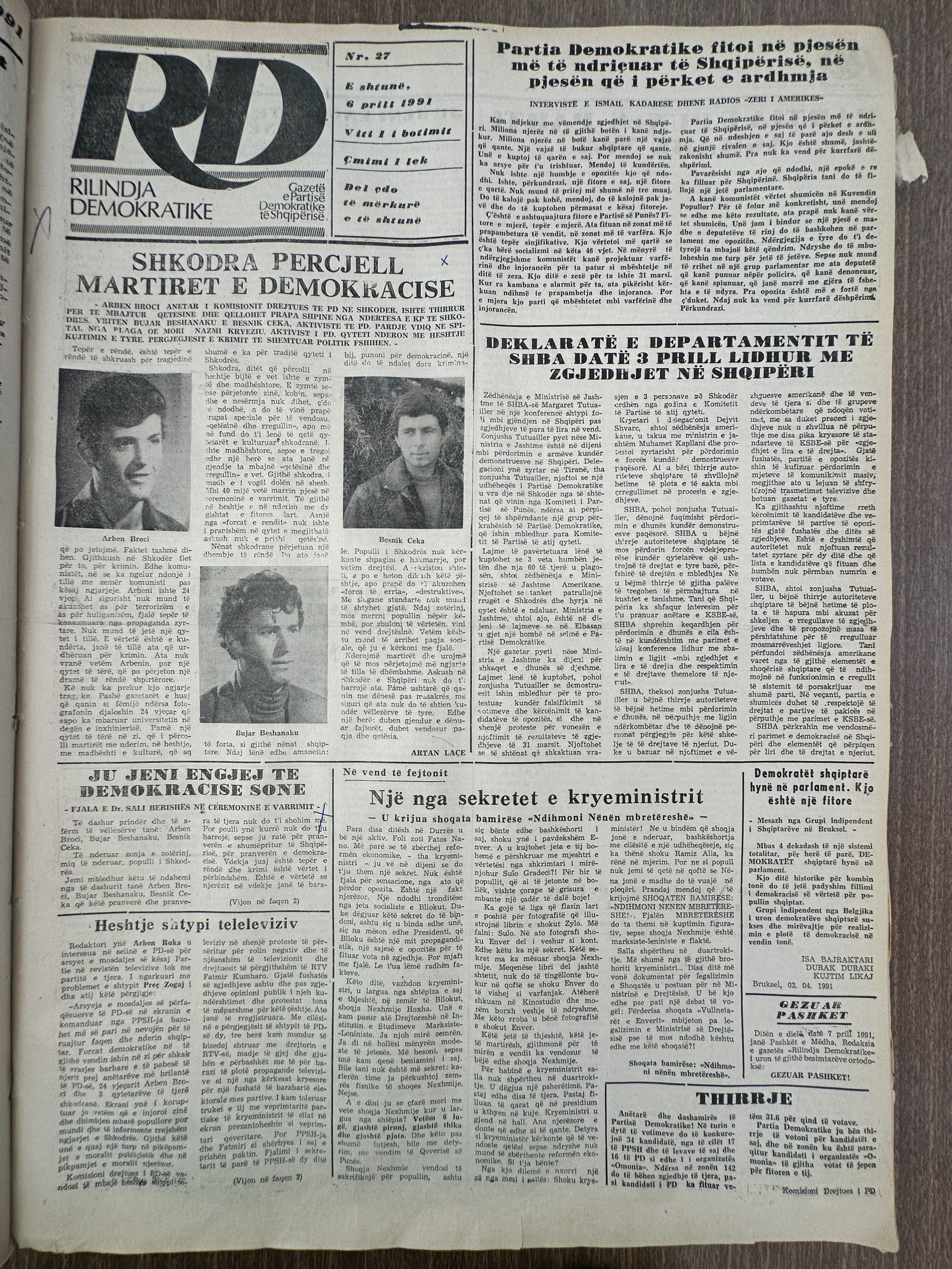 Rilindja Demokratike 1991-04-06
