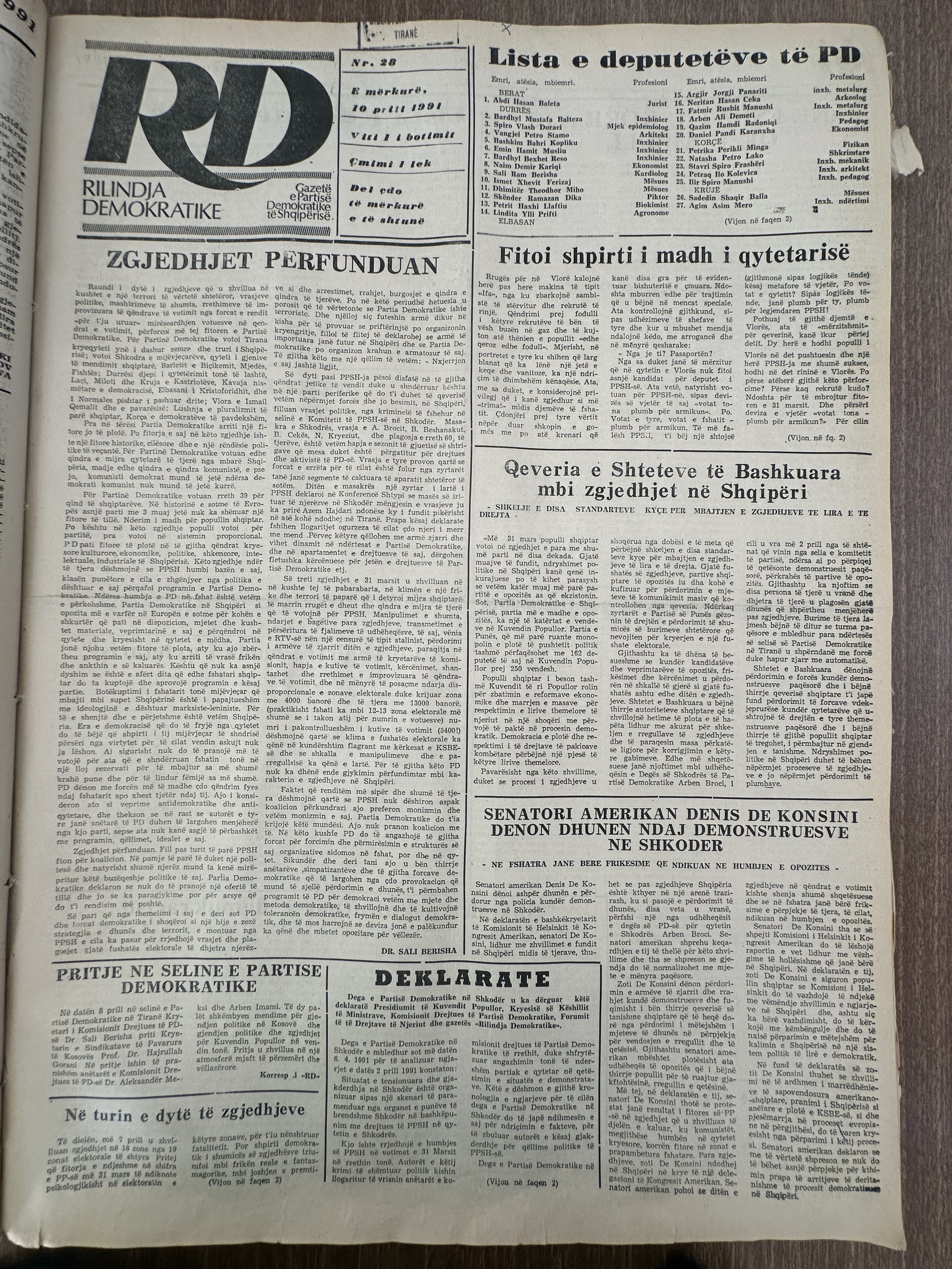 Rilindja Demokratike 1991-04-10