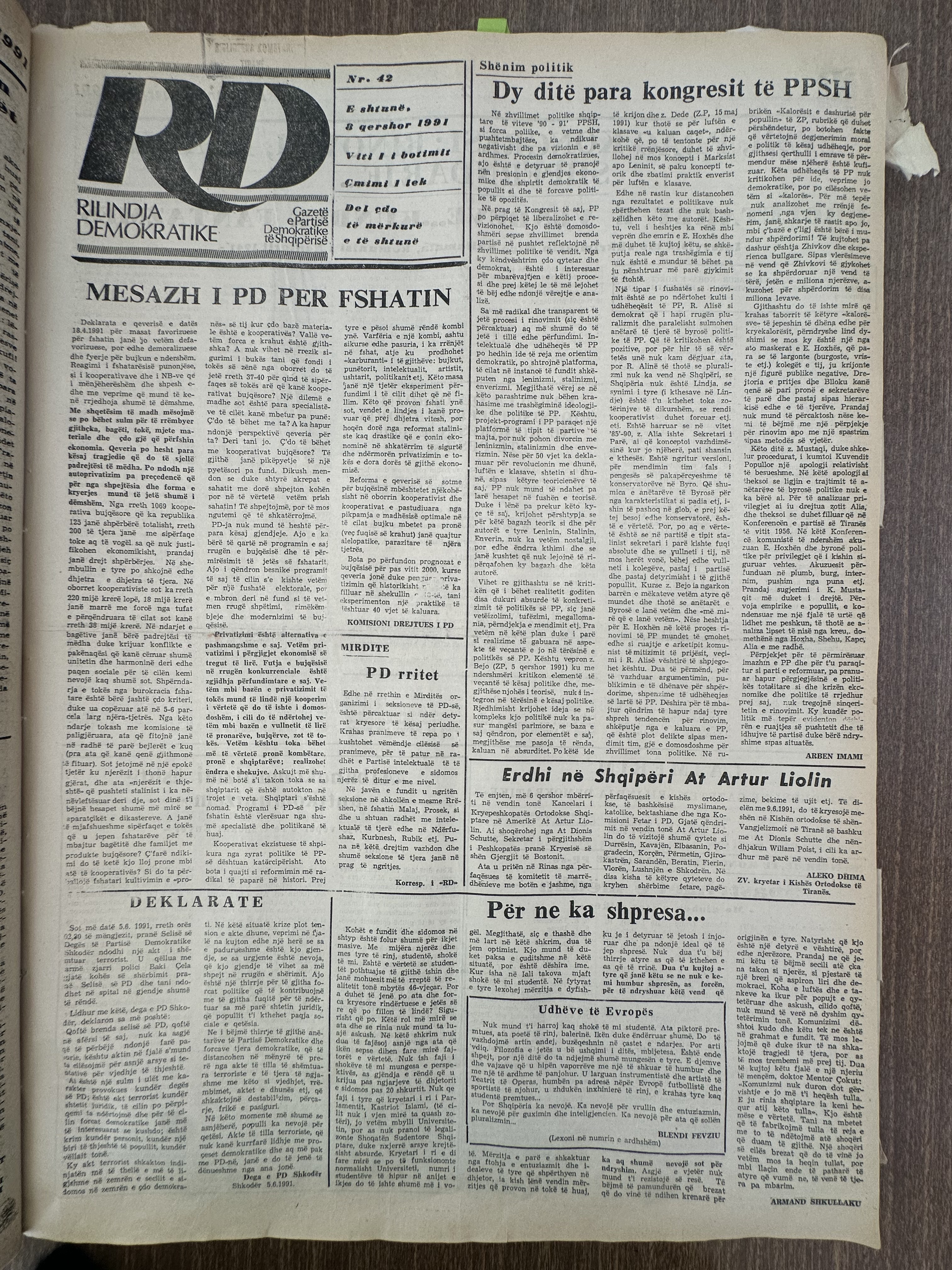 Rilindja Demokratike 1991-06-05