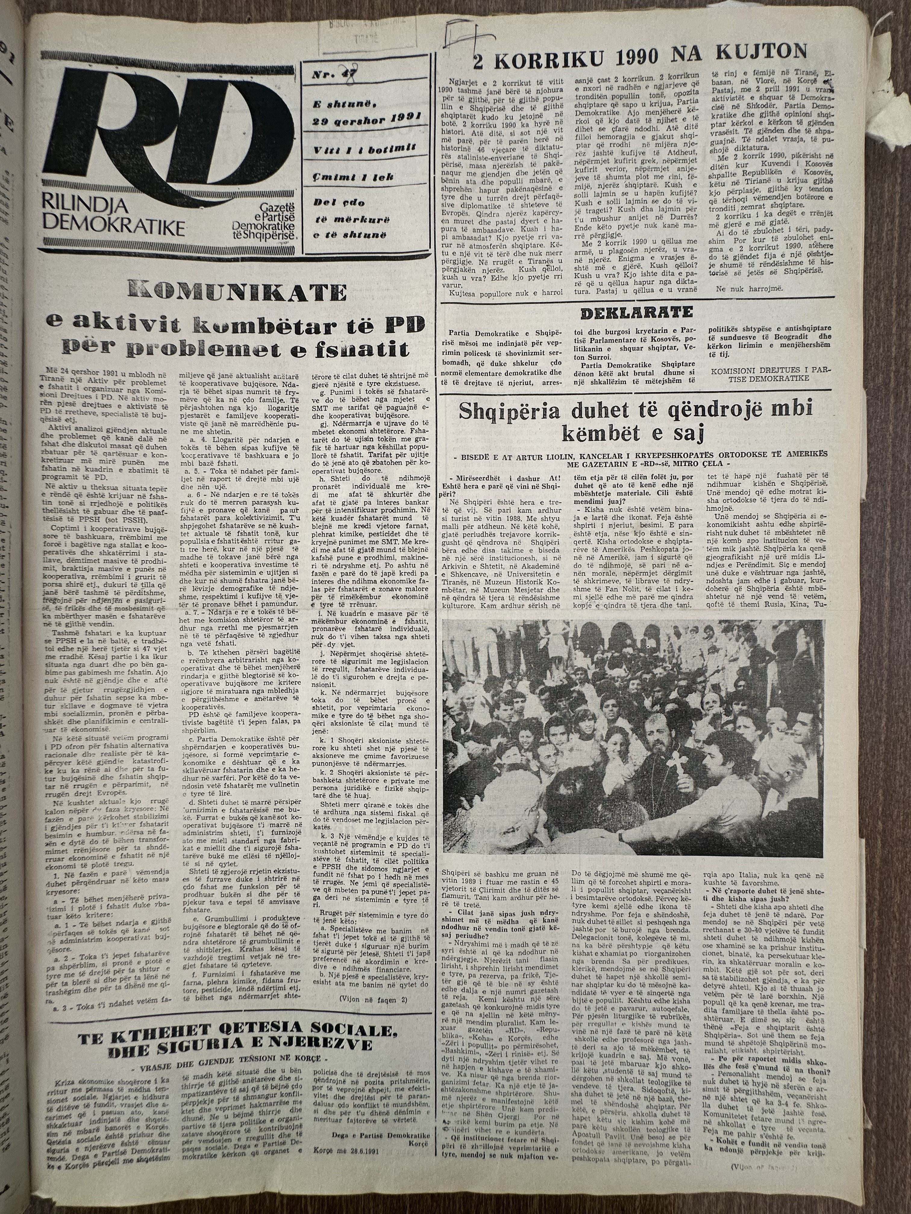 Rilindja Demokratike 1991-06-29