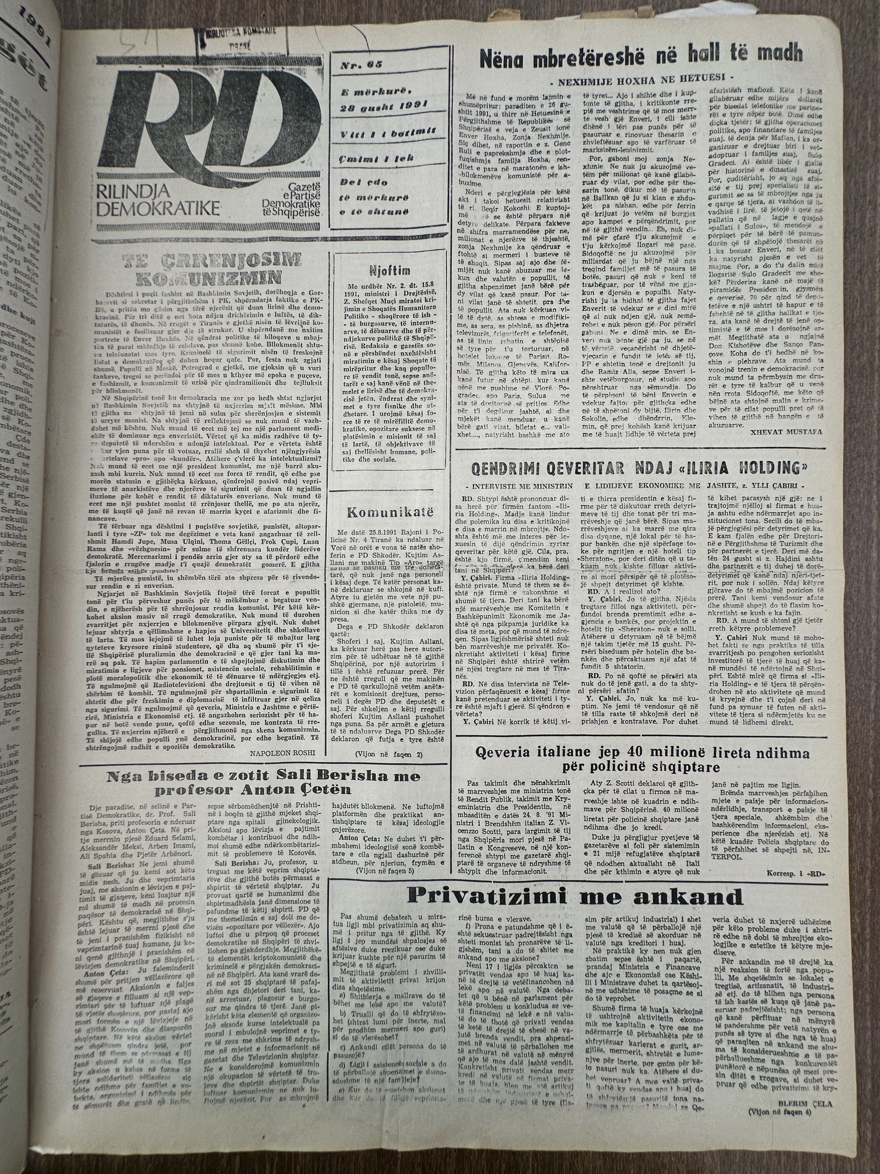 Rilindja Demokratike 1991-08-28