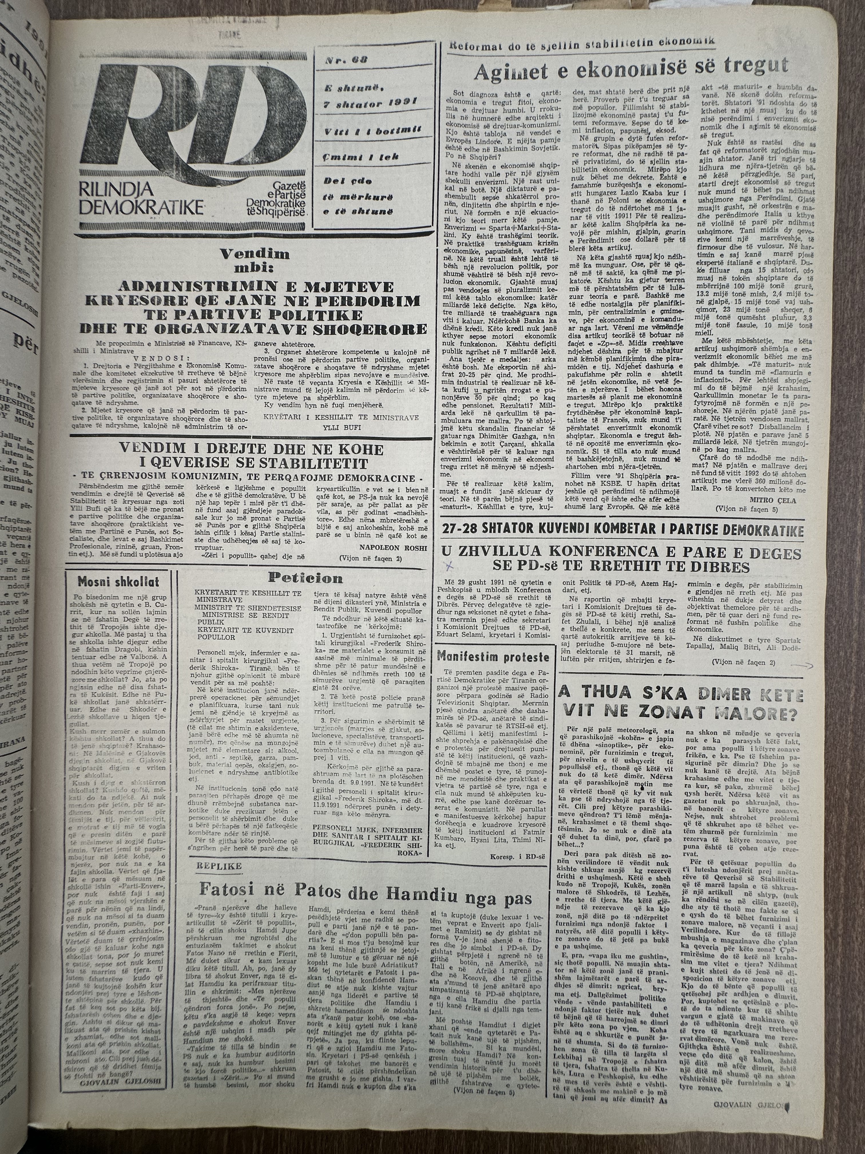 Rilindja Demokratike 1991-09-07