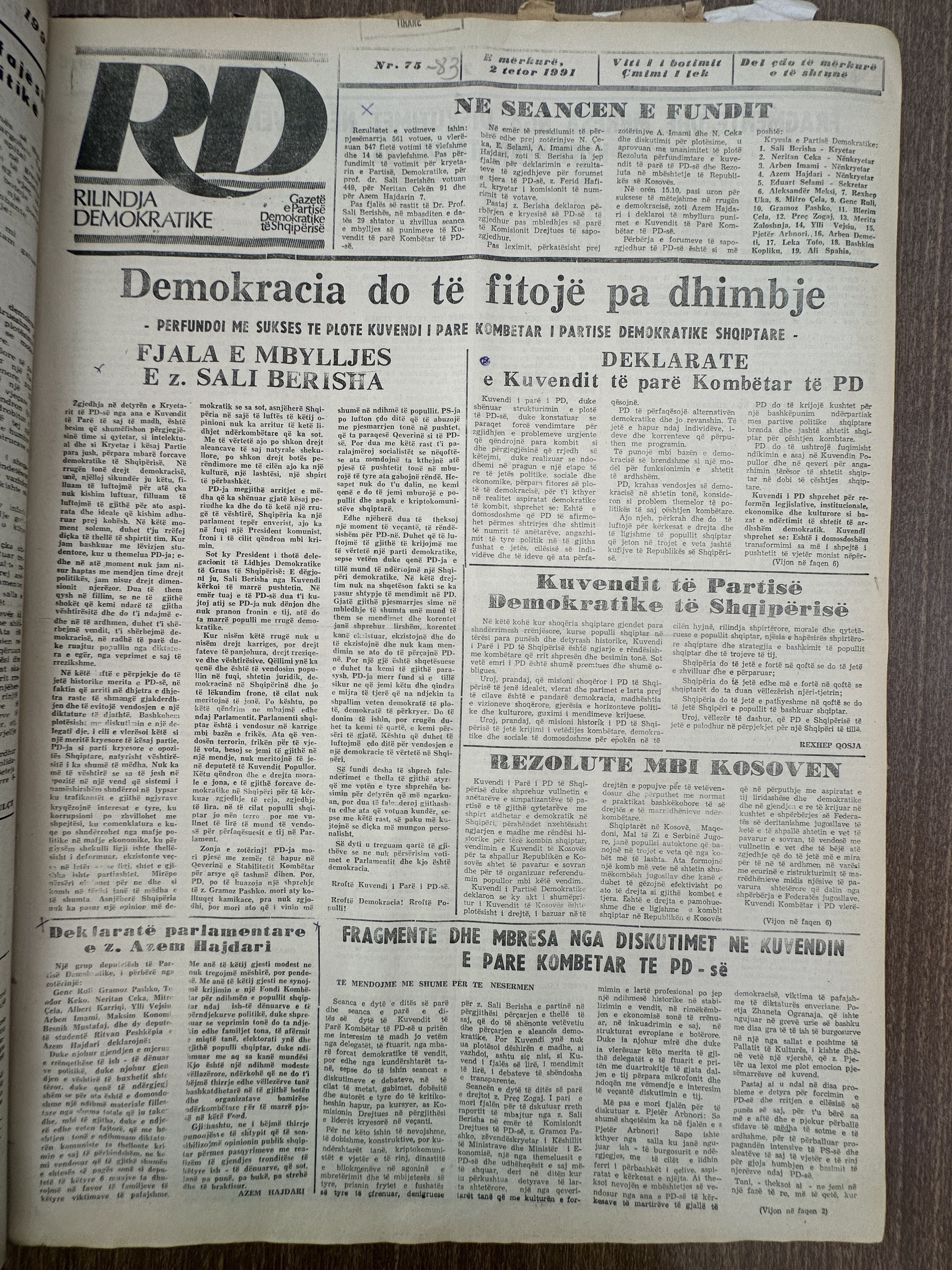 Rilindja Demokratike 1991-10-23