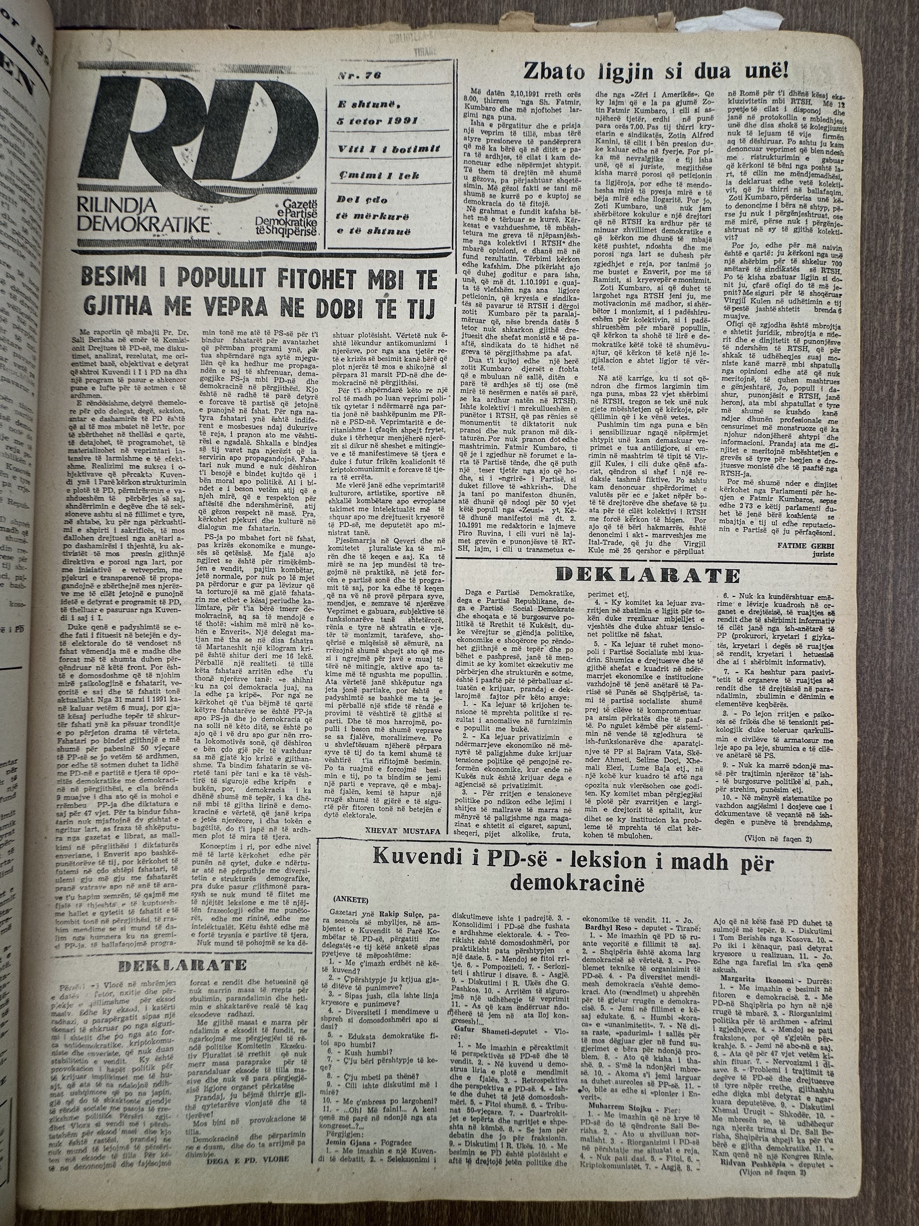 Rilindja Demokratike 1991-10-05