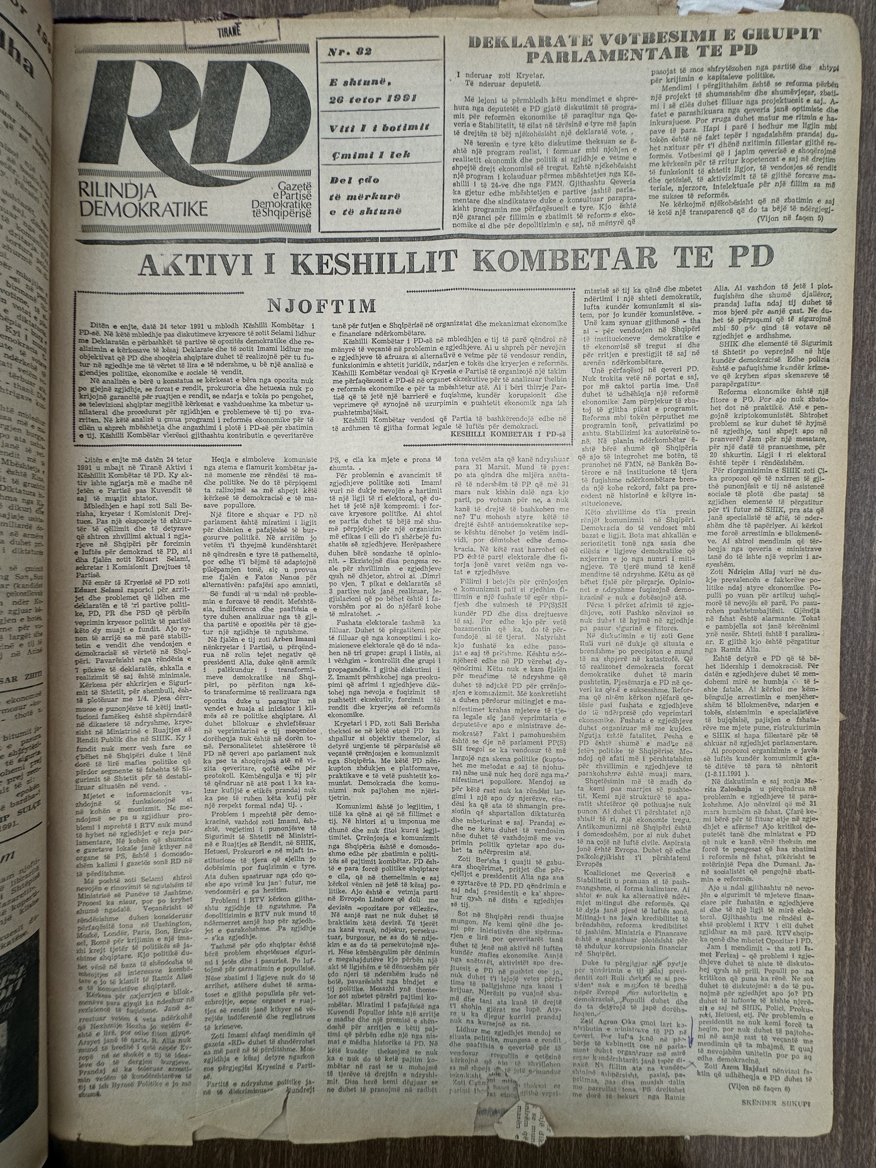 Rilindja Demokratike 1991-10-26