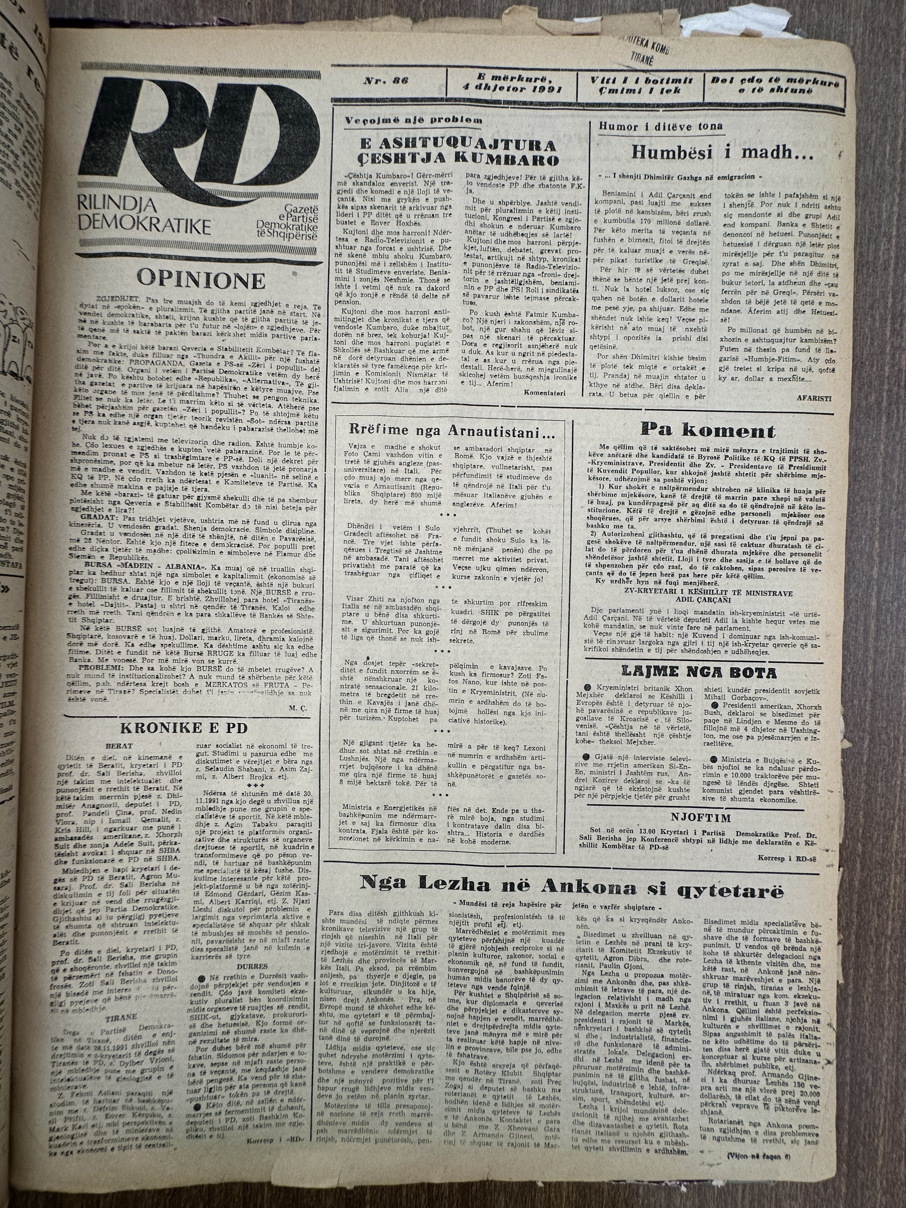 Rilindja Demokratike 1991-12-04