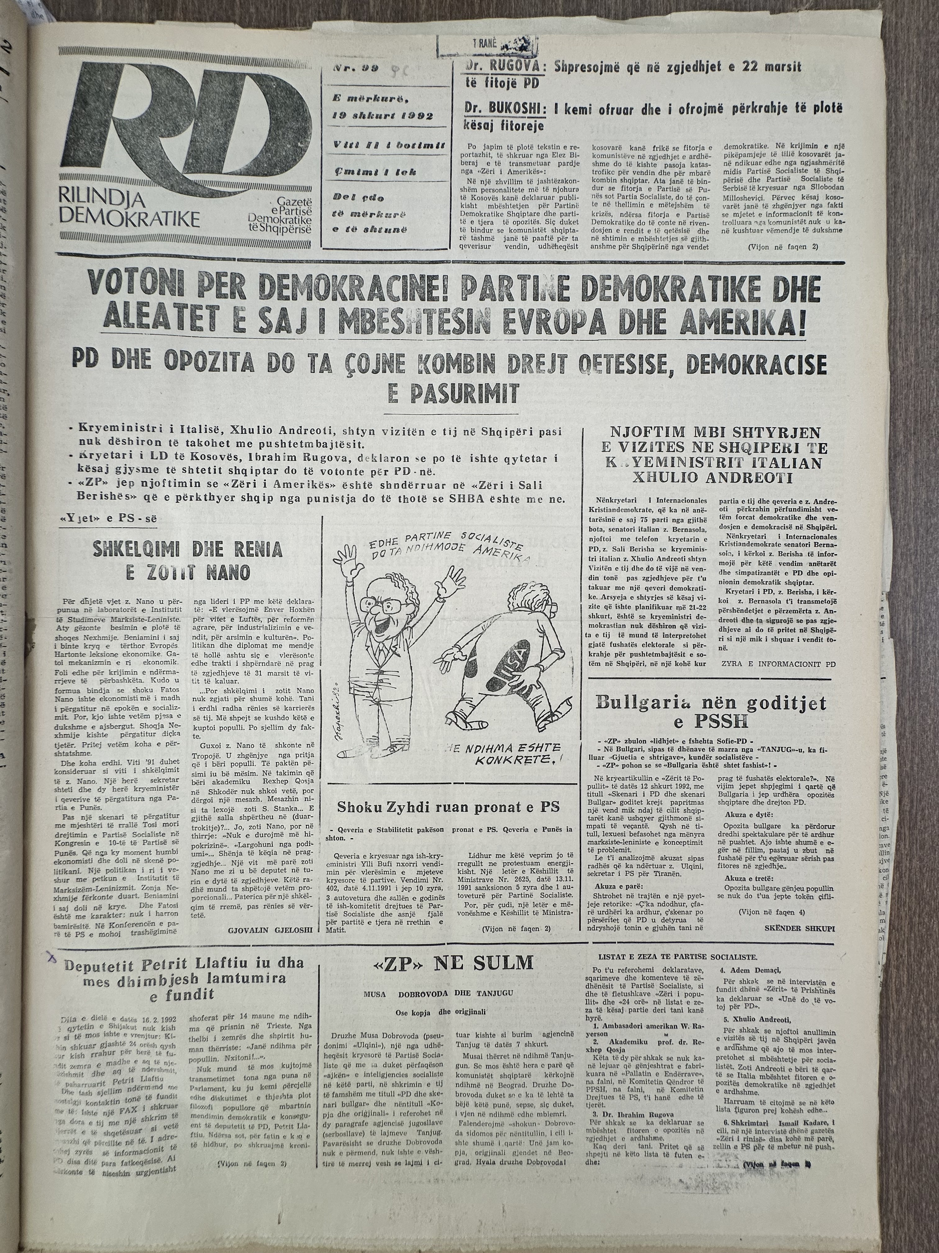 Rilindja Demokratike 1992-02-19