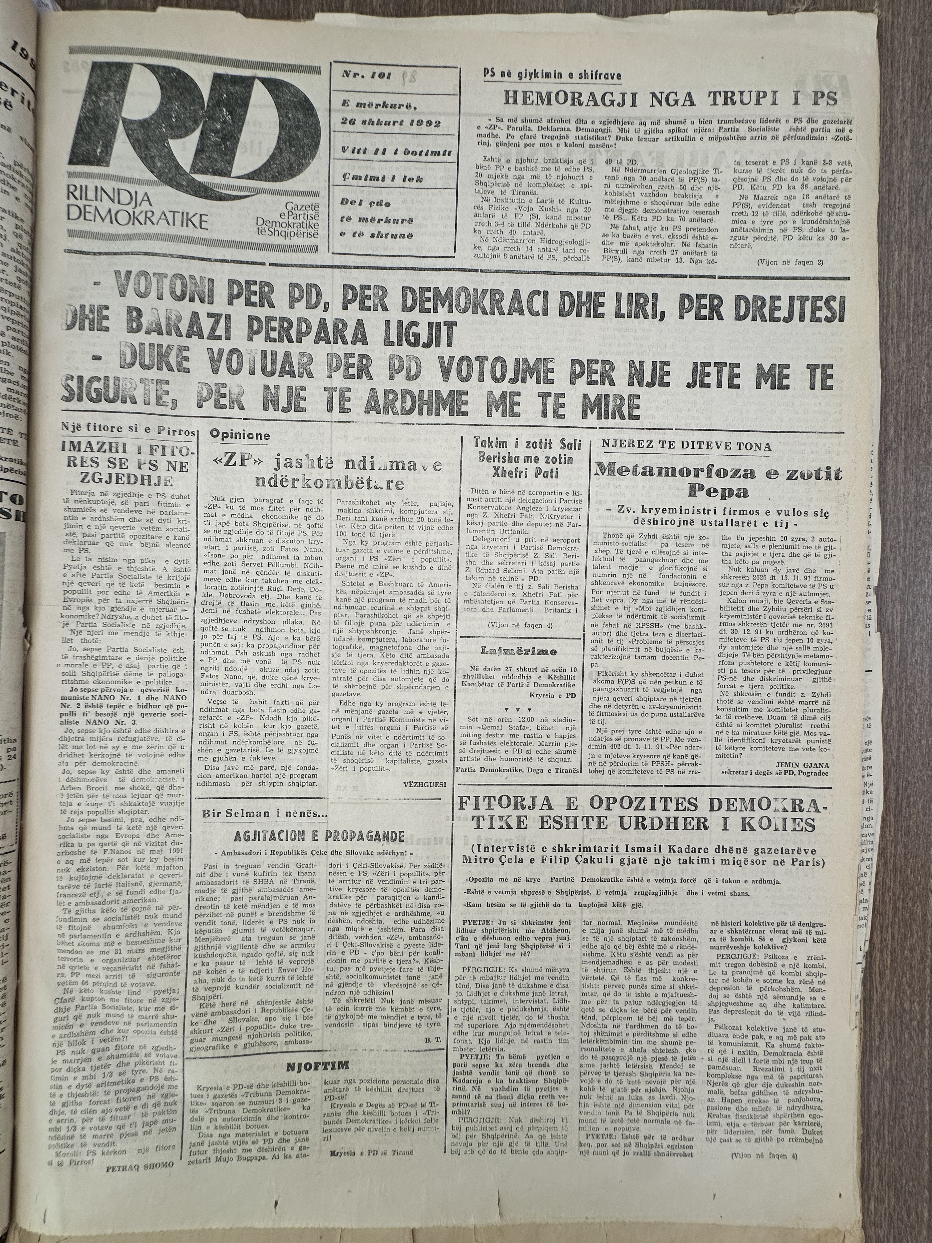Rilindja Demokratike 1992-02-26