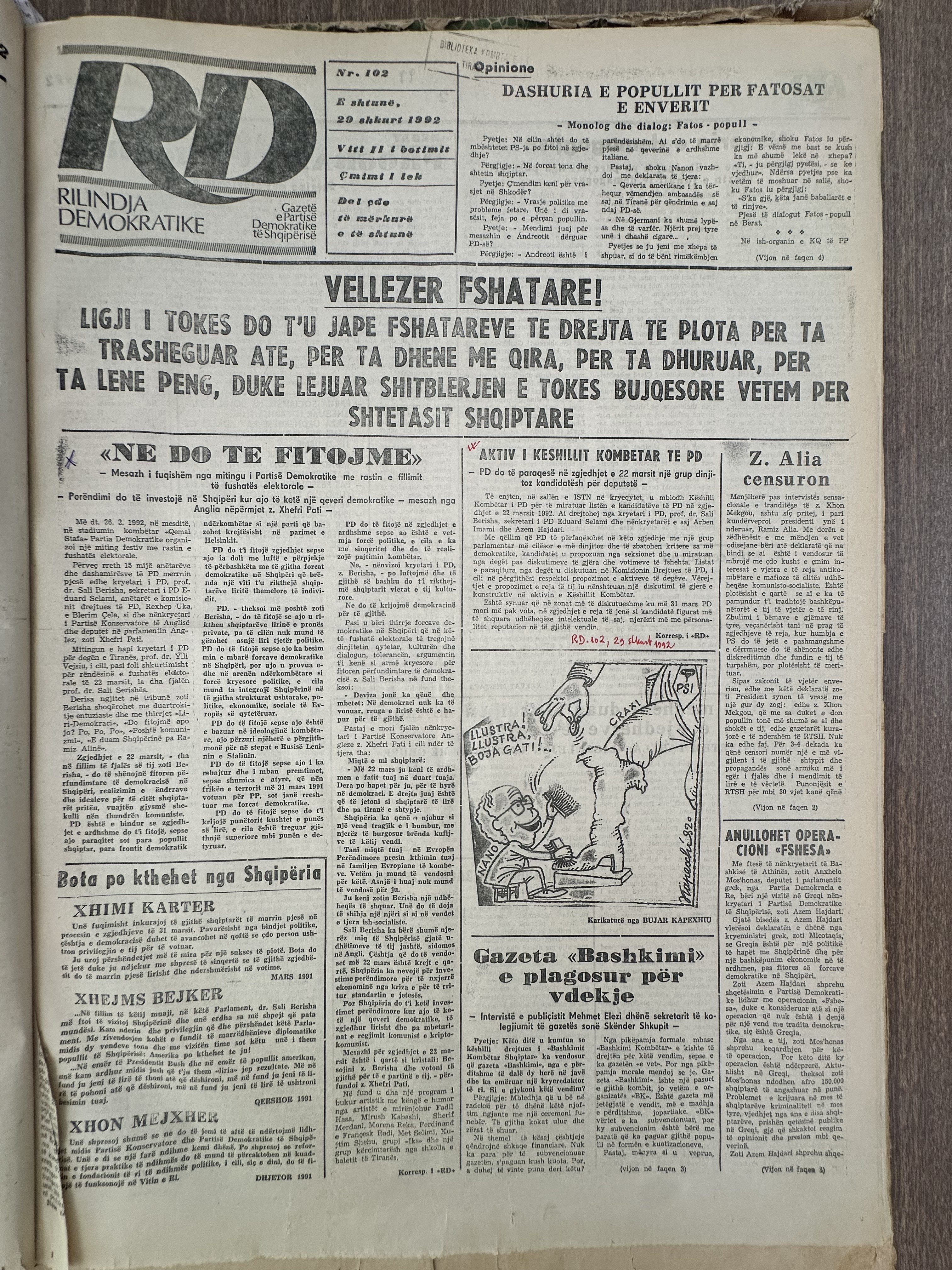 Rilindja Demokratike 1992-02-29