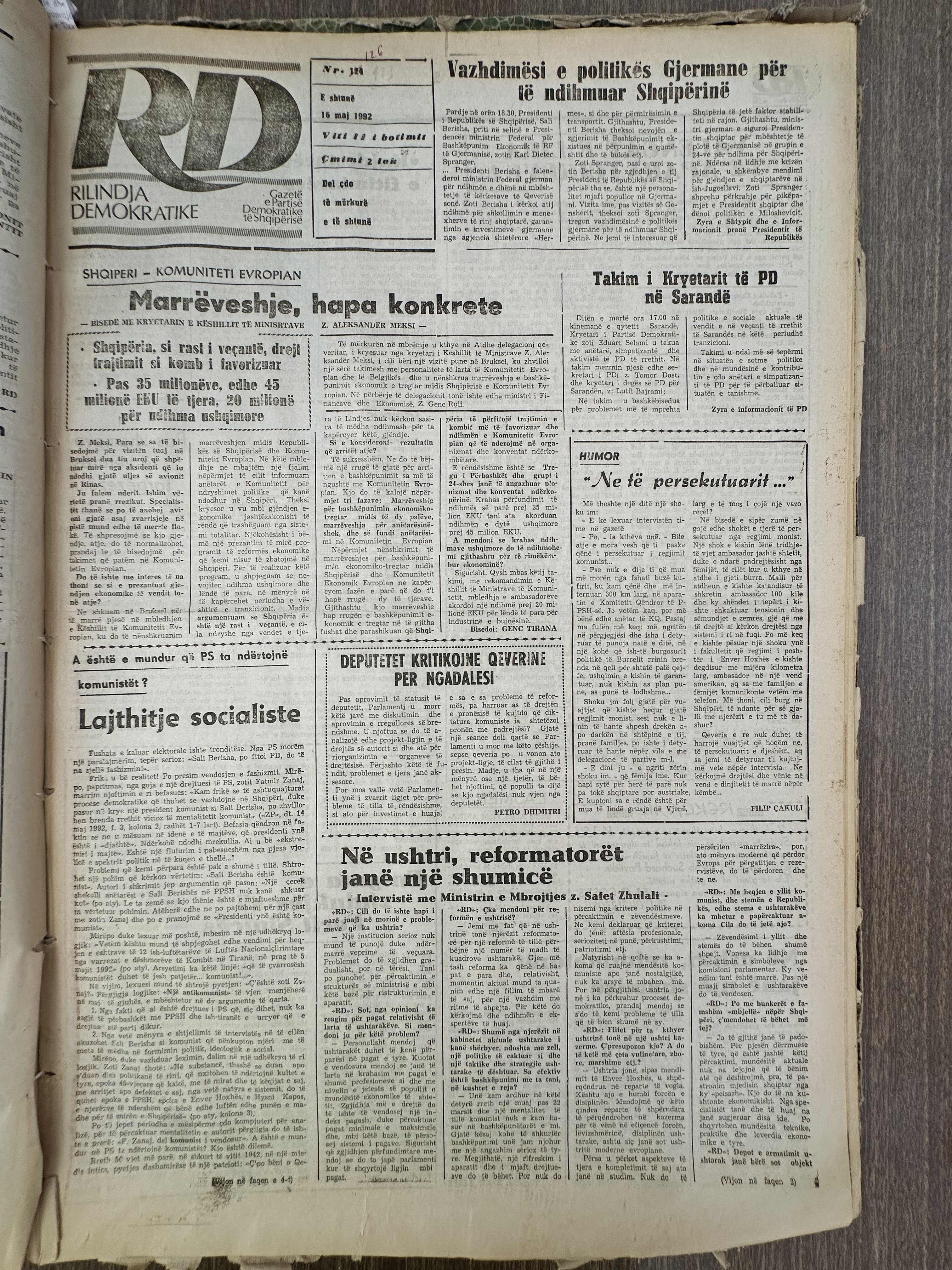Rilindja Demokratike 1992-05-16