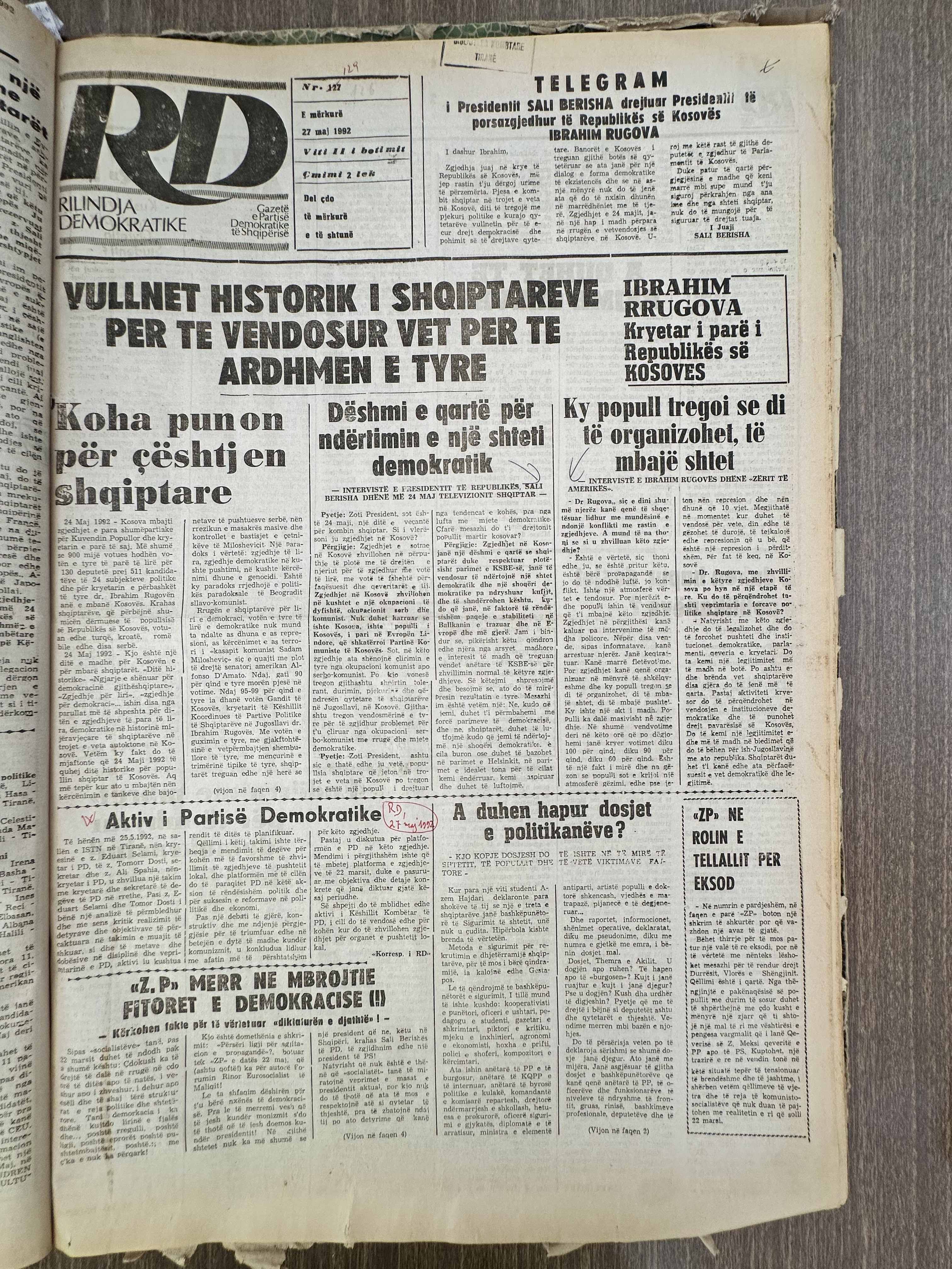 Rilindja Demokratike 1992-05-22
