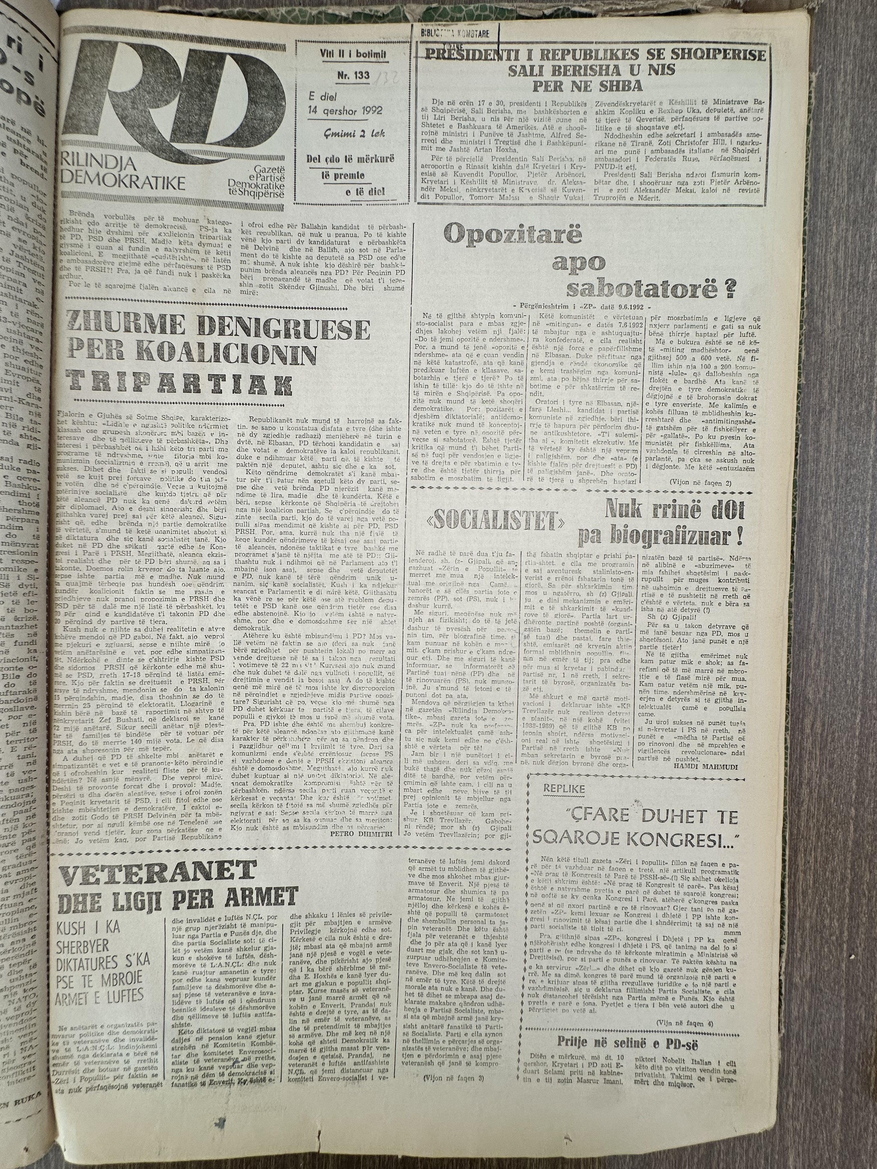 Rilindja Demokratike 1992-06-14