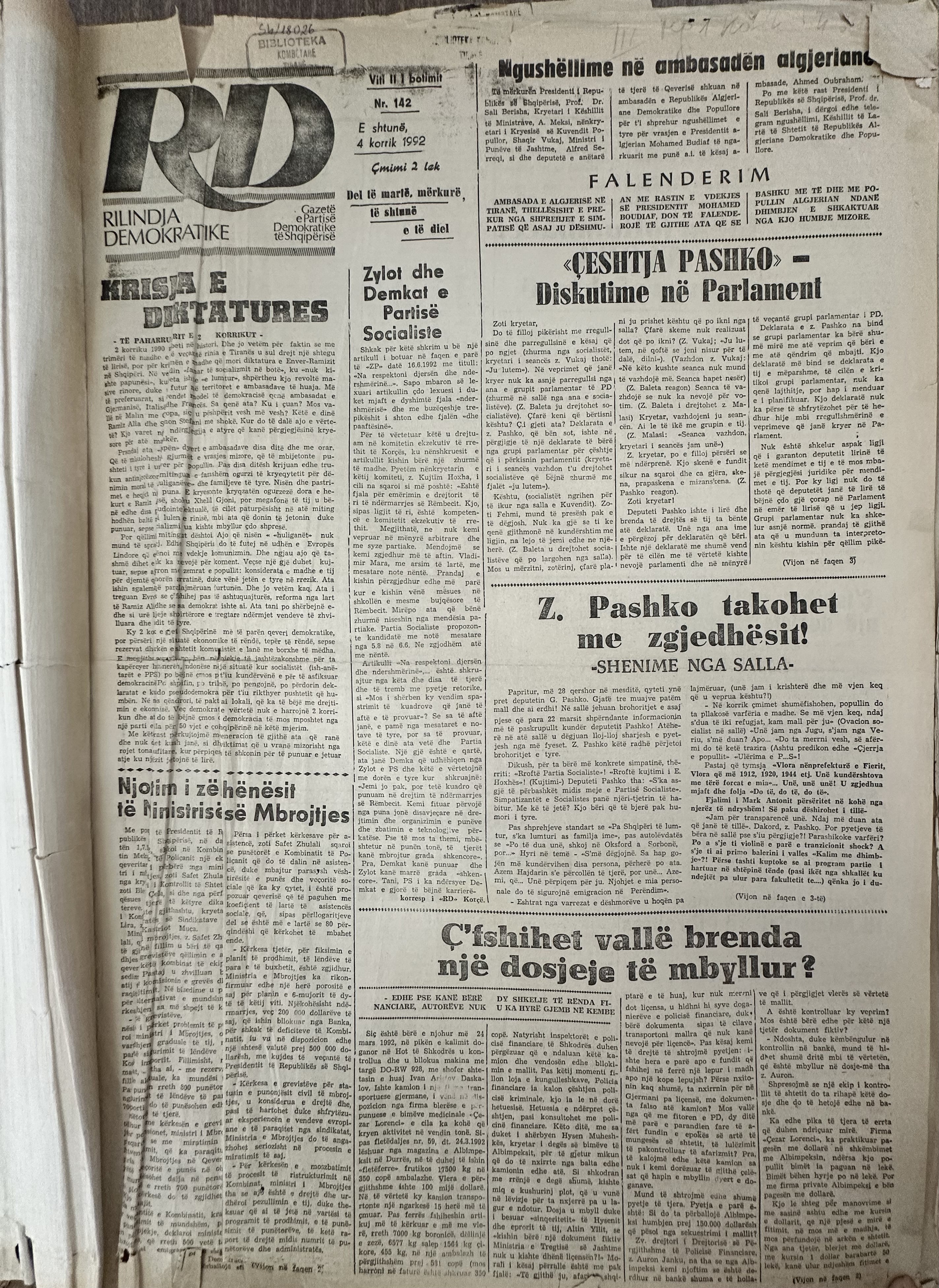 Rilindja Demokratike 1992-07-04