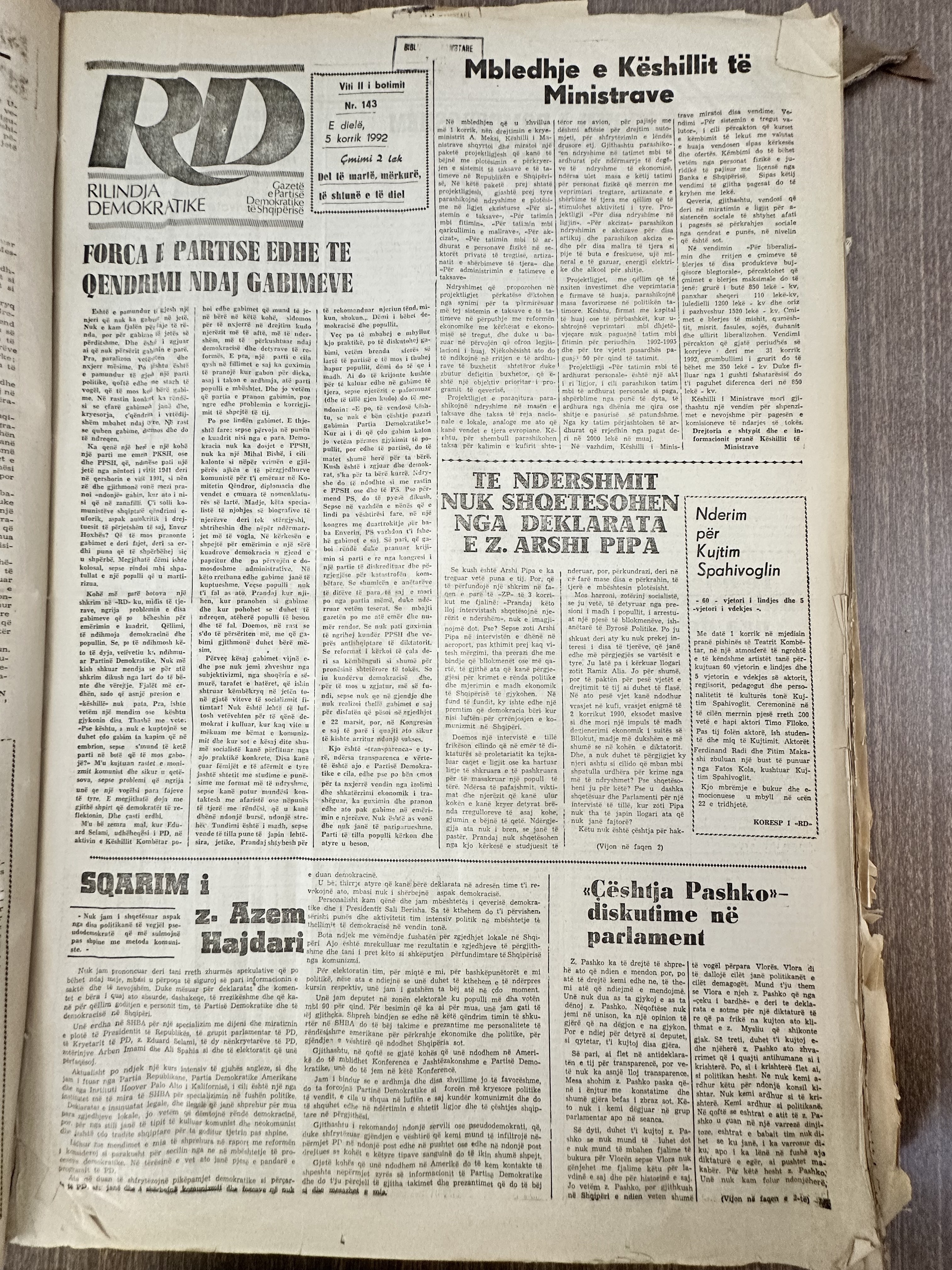 Rilindja Demokratike 1992-07-05