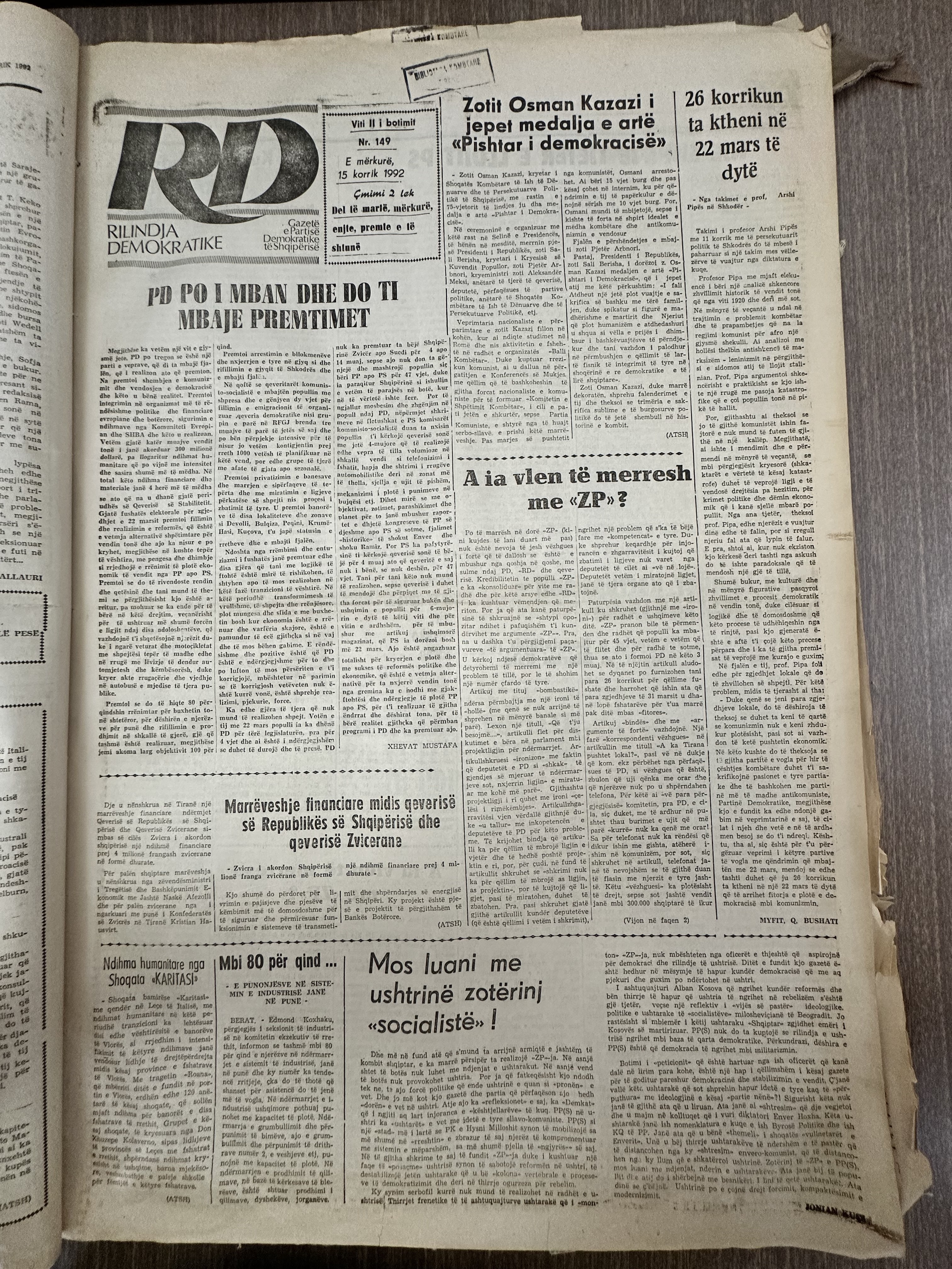 Rilindja Demokratike 1992-07-15