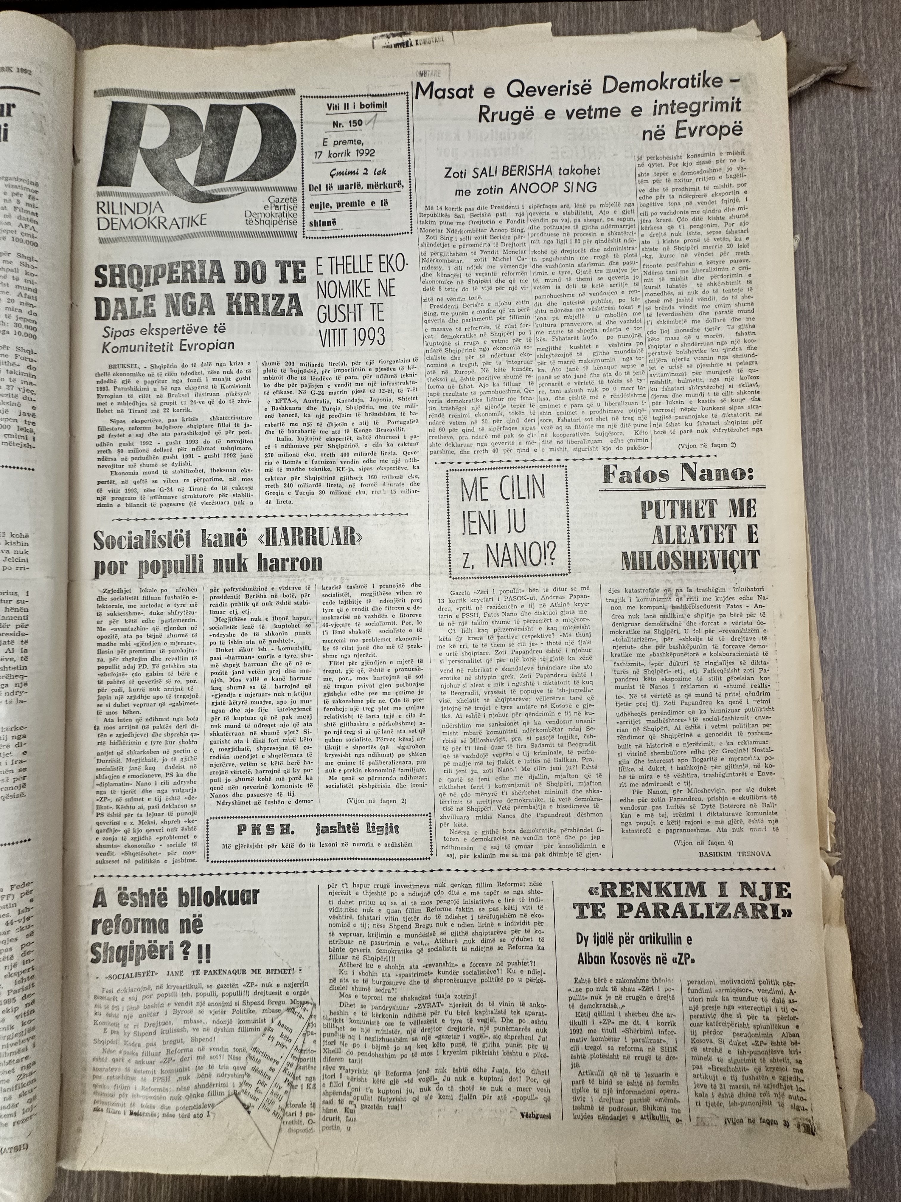 Rilindja Demokratike 1992-07-17