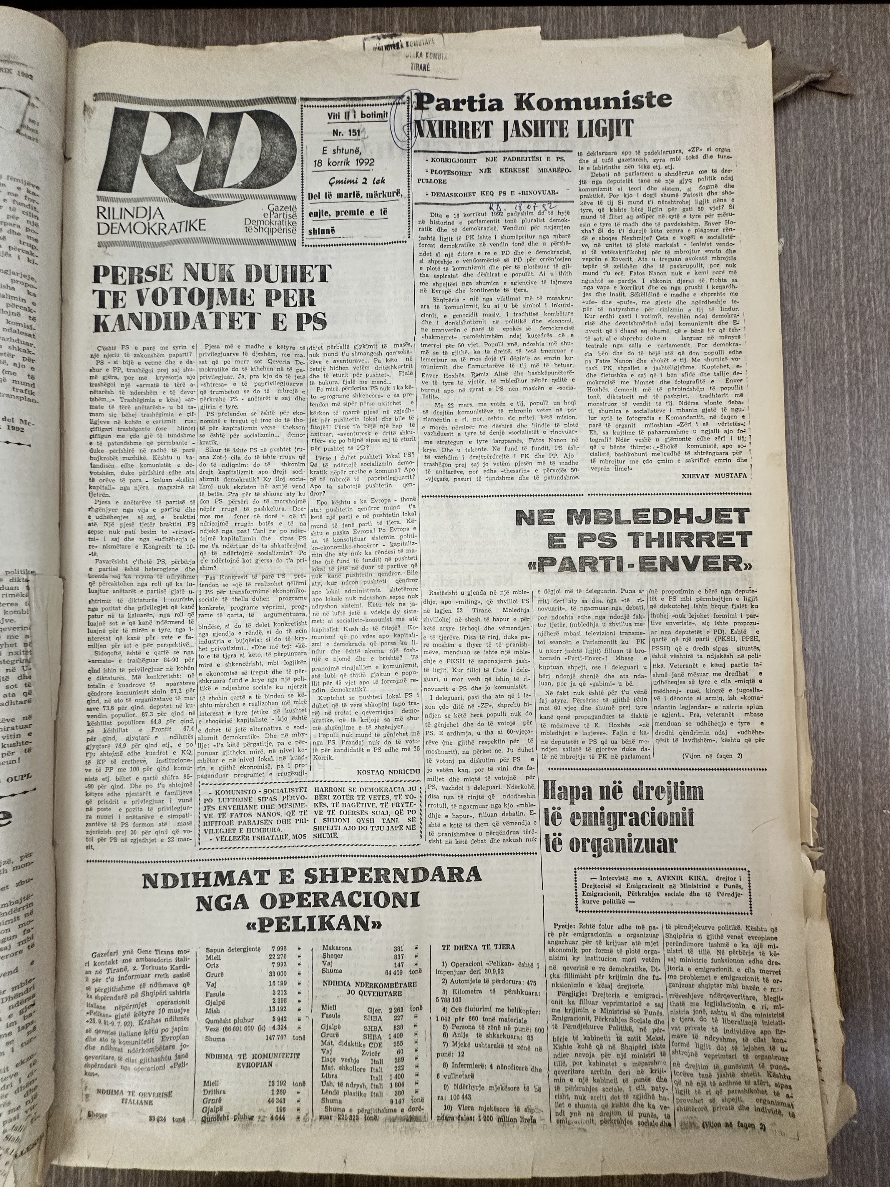 Rilindja Demokratike 1992-07-18