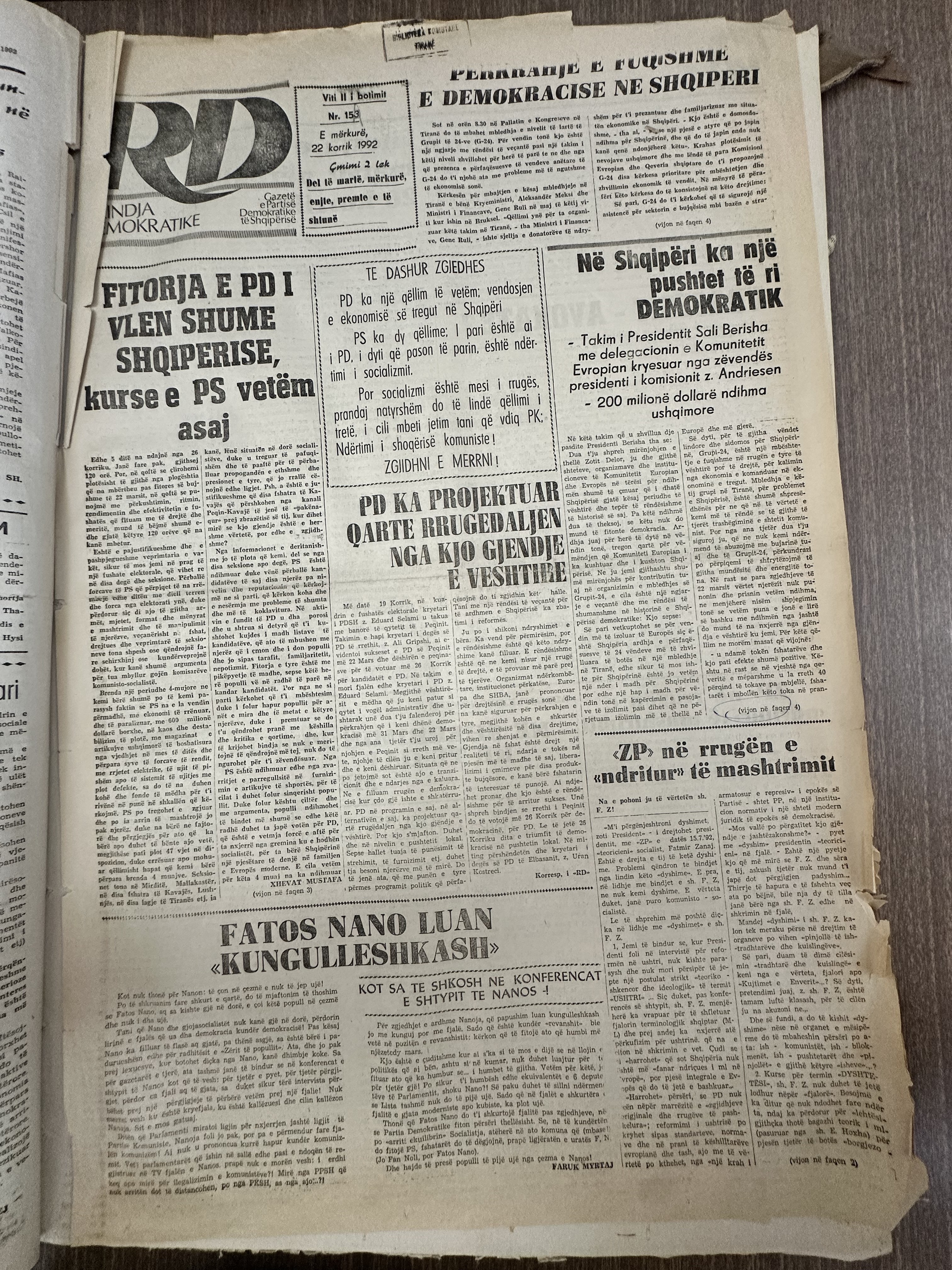 Rilindja Demokratike 1992-07-22