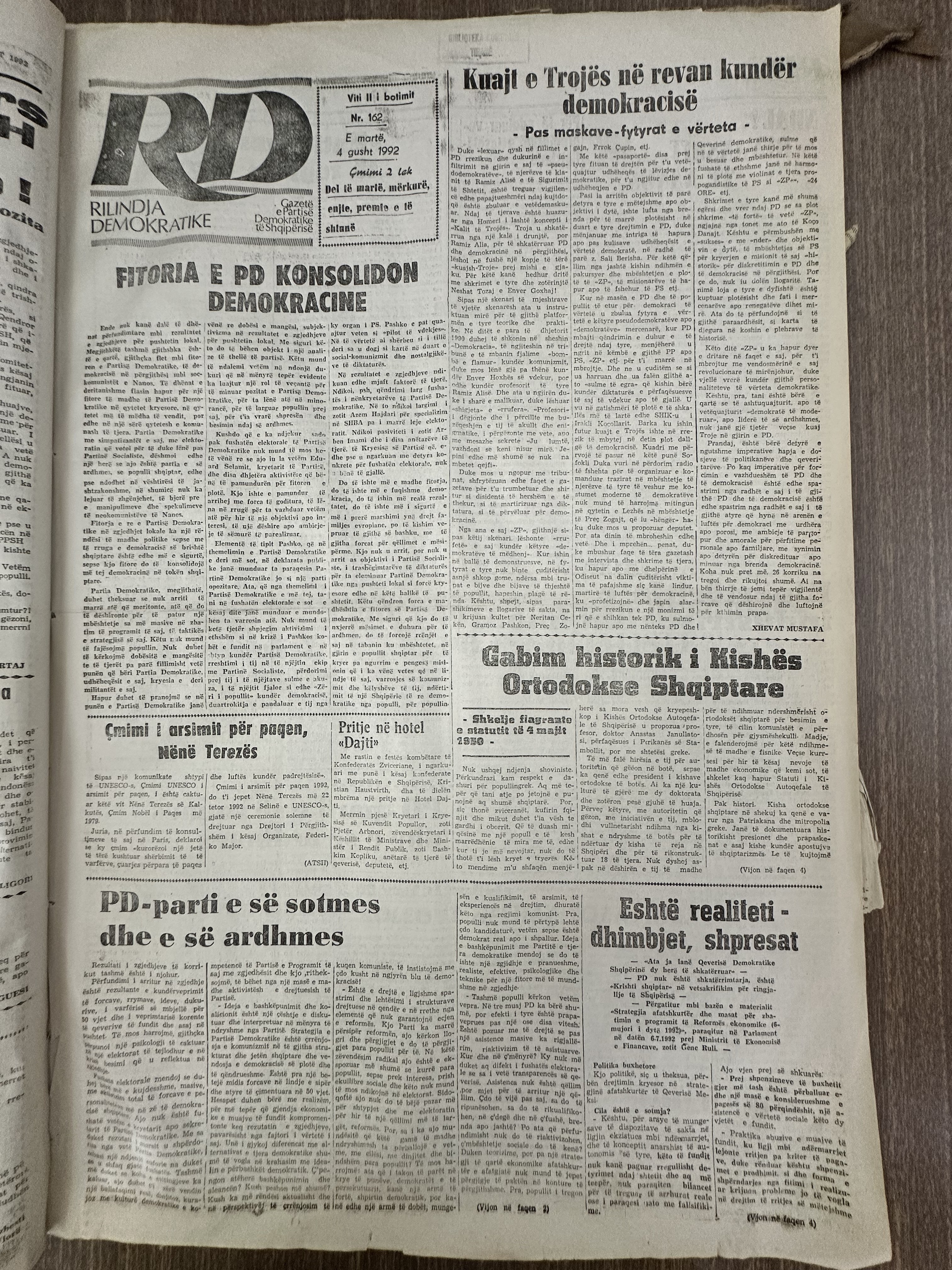 Rilindja Demokratike 1992-08-04