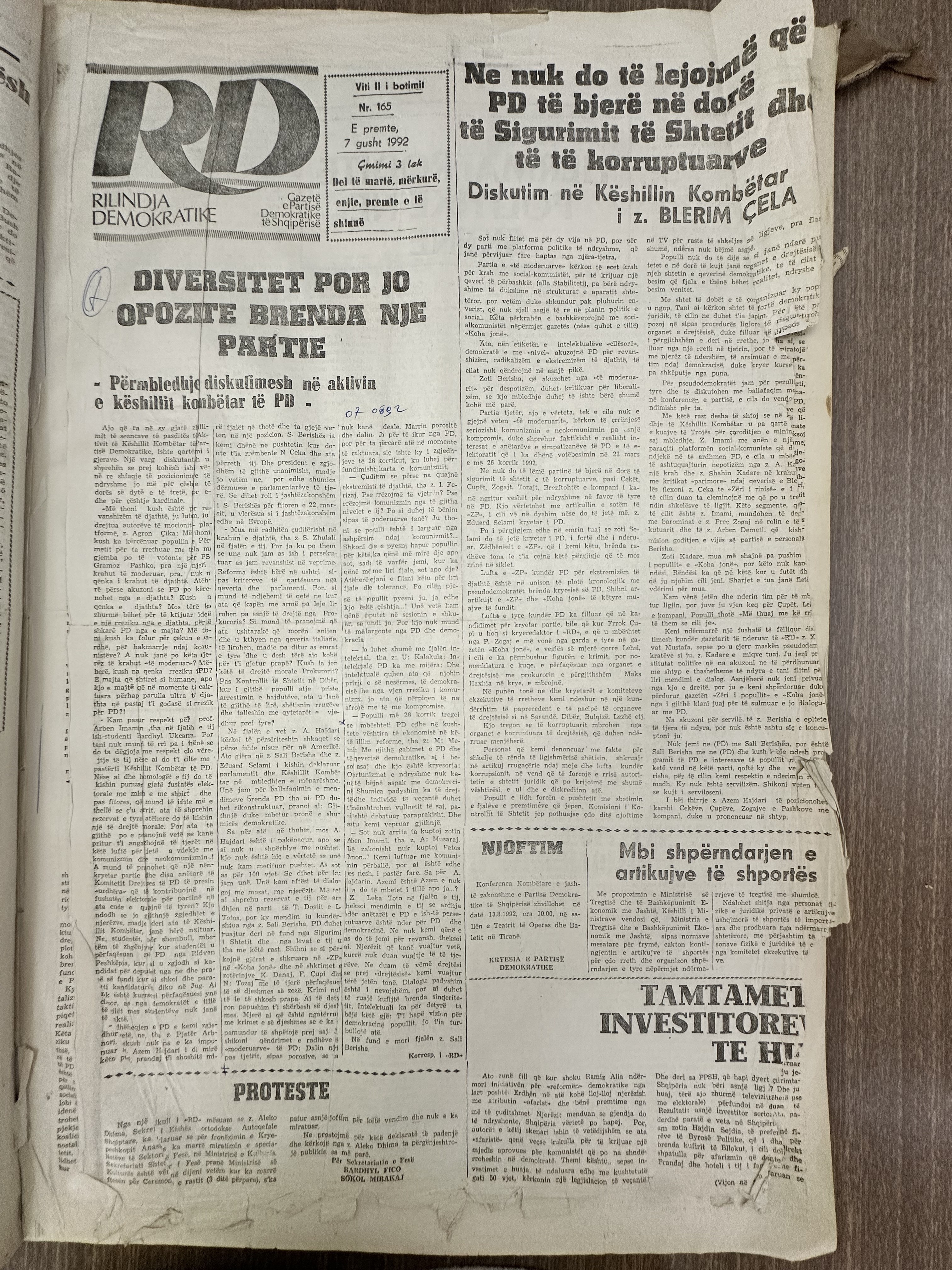Rilindja Demokratike 1992-08-07