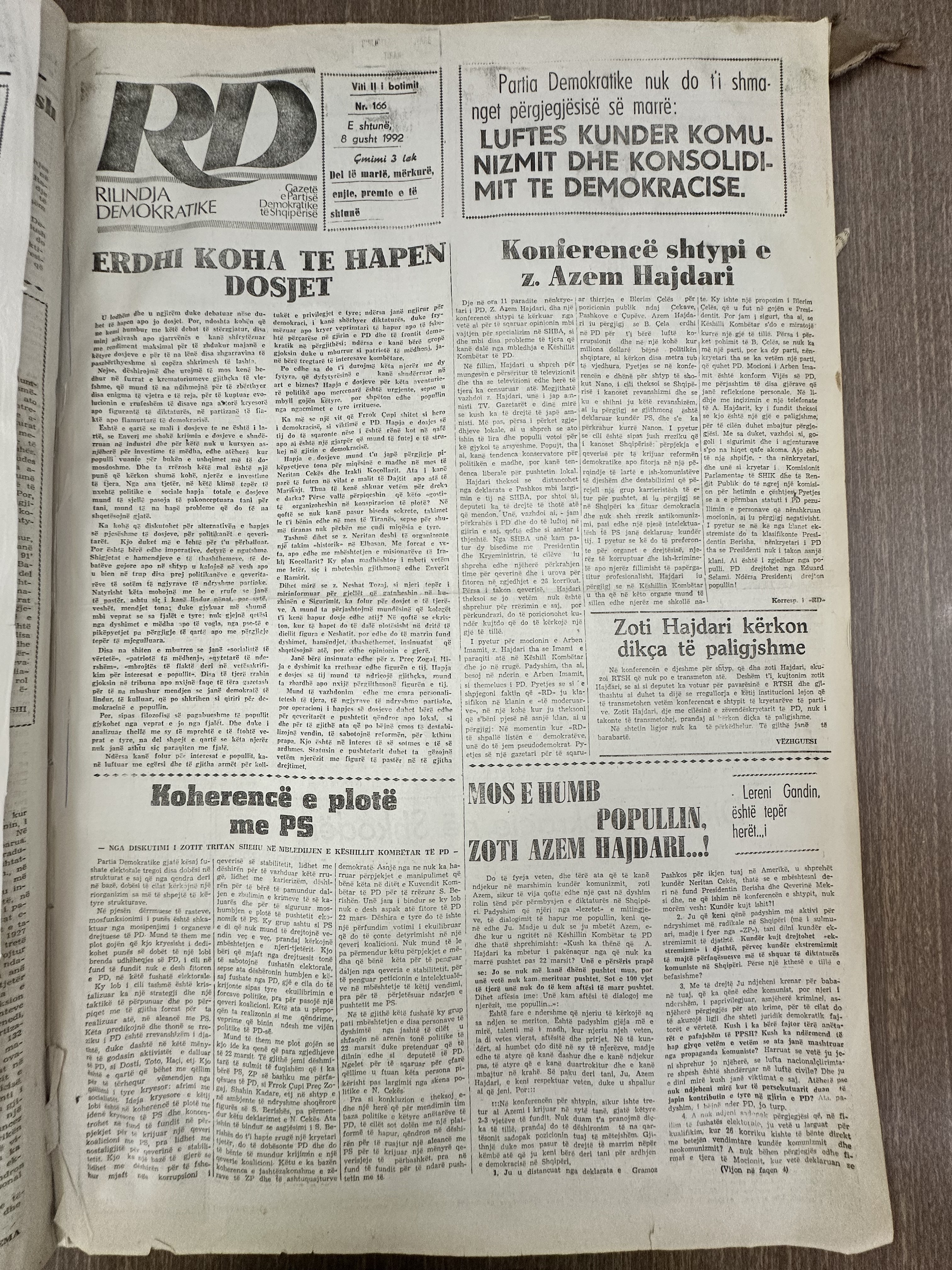 Rilindja Demokratike 1992-08-08