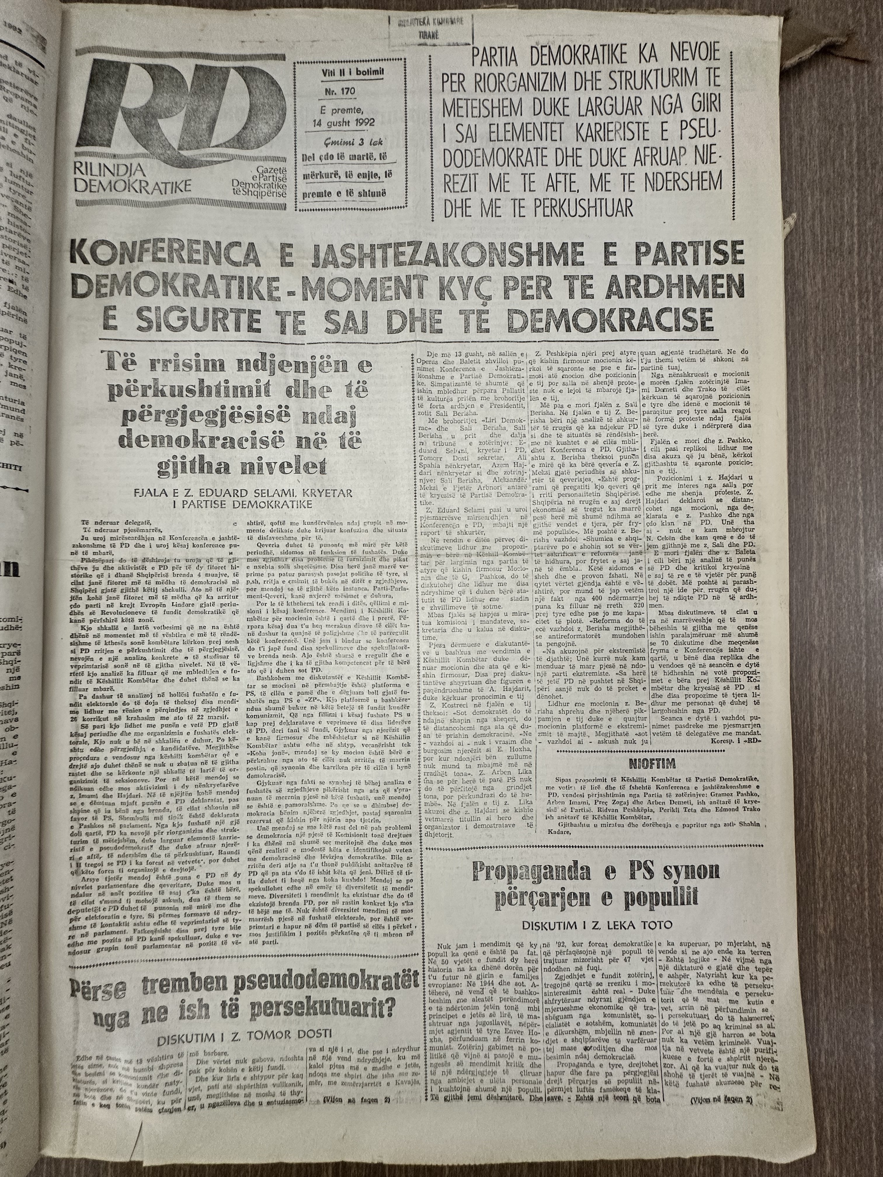Rilindja Demokratike 1992-08-14