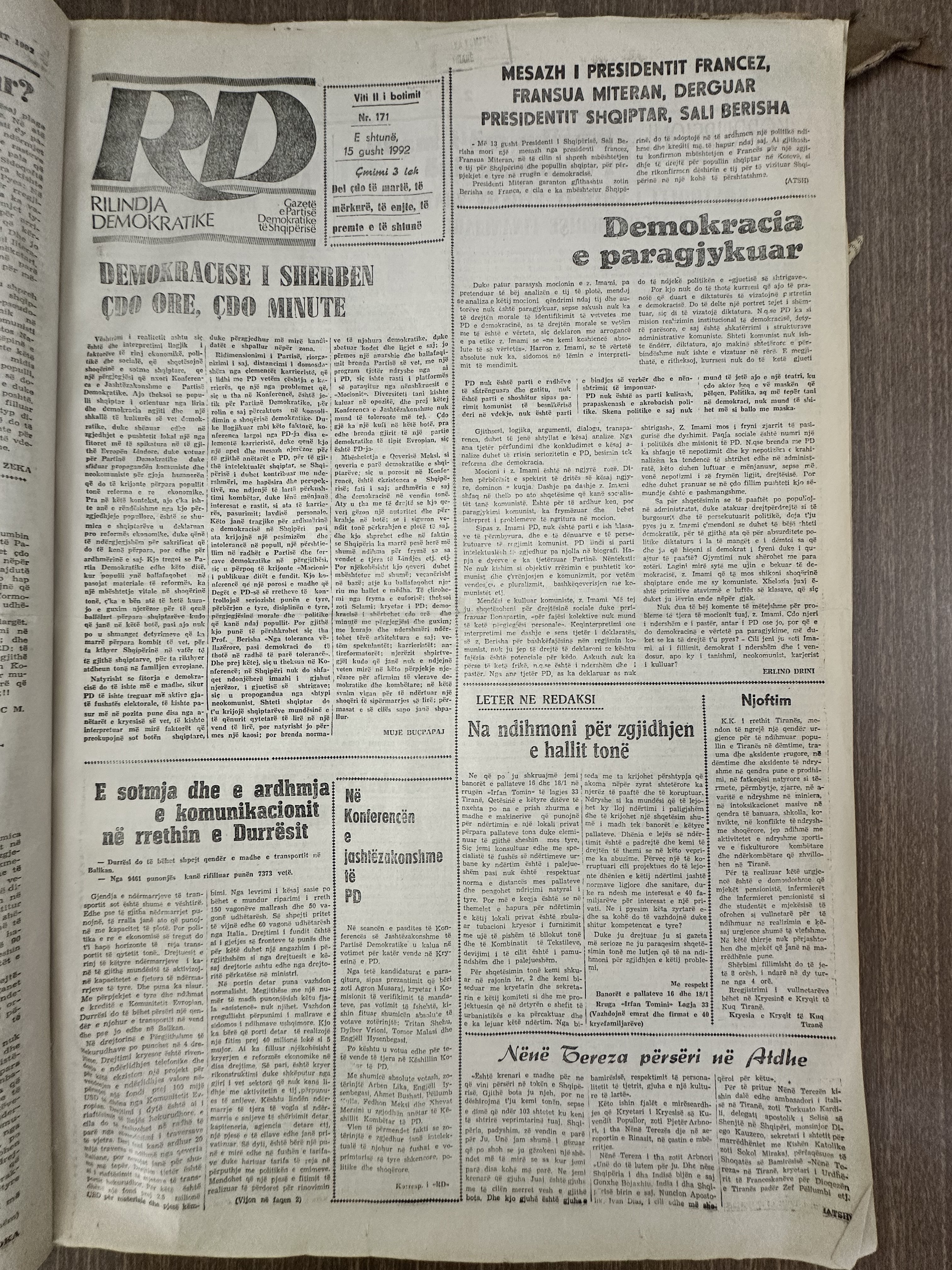 Rilindja Demokratike 1992-08-15