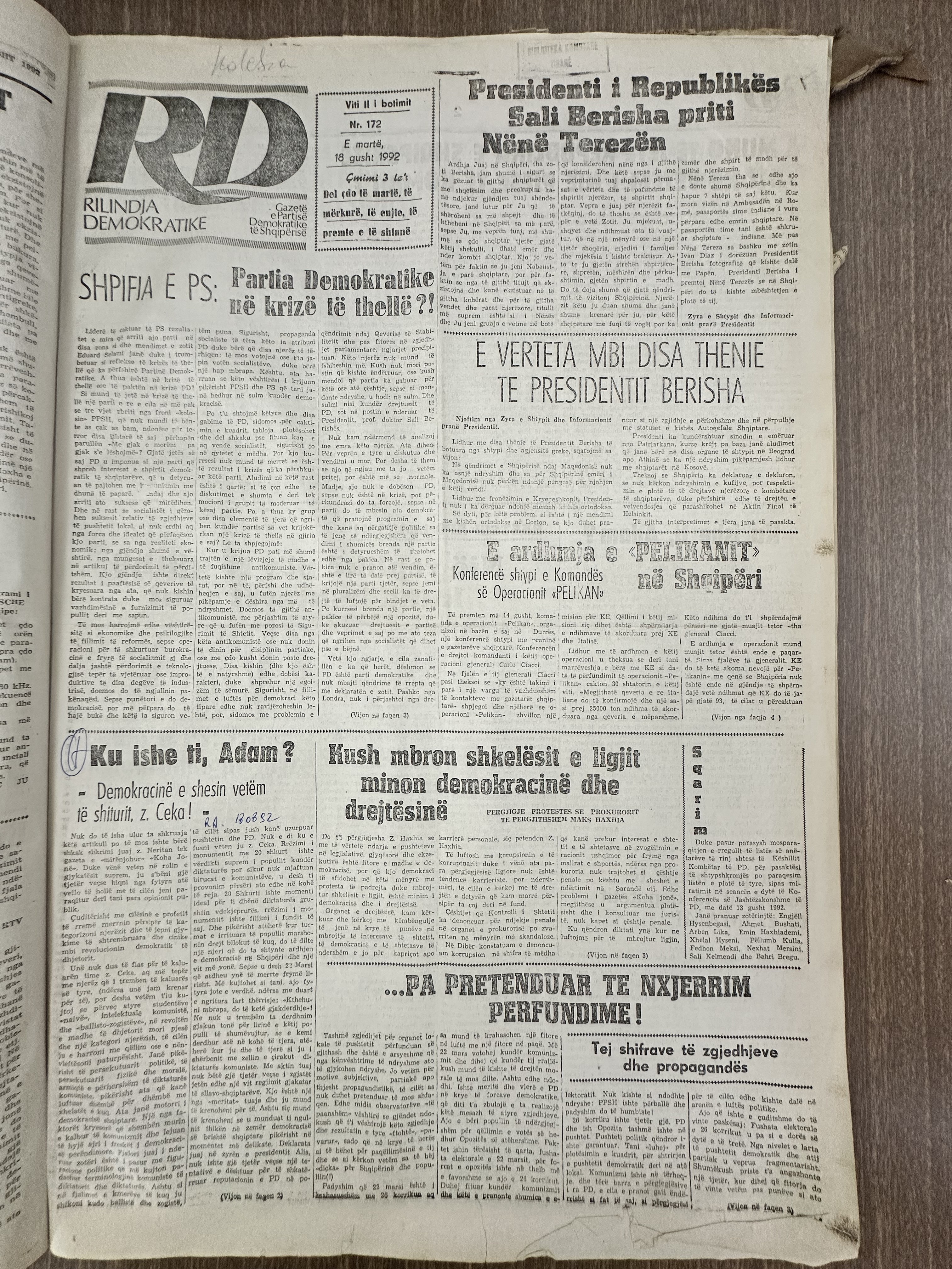 Rilindja Demokratike 1992-08-18