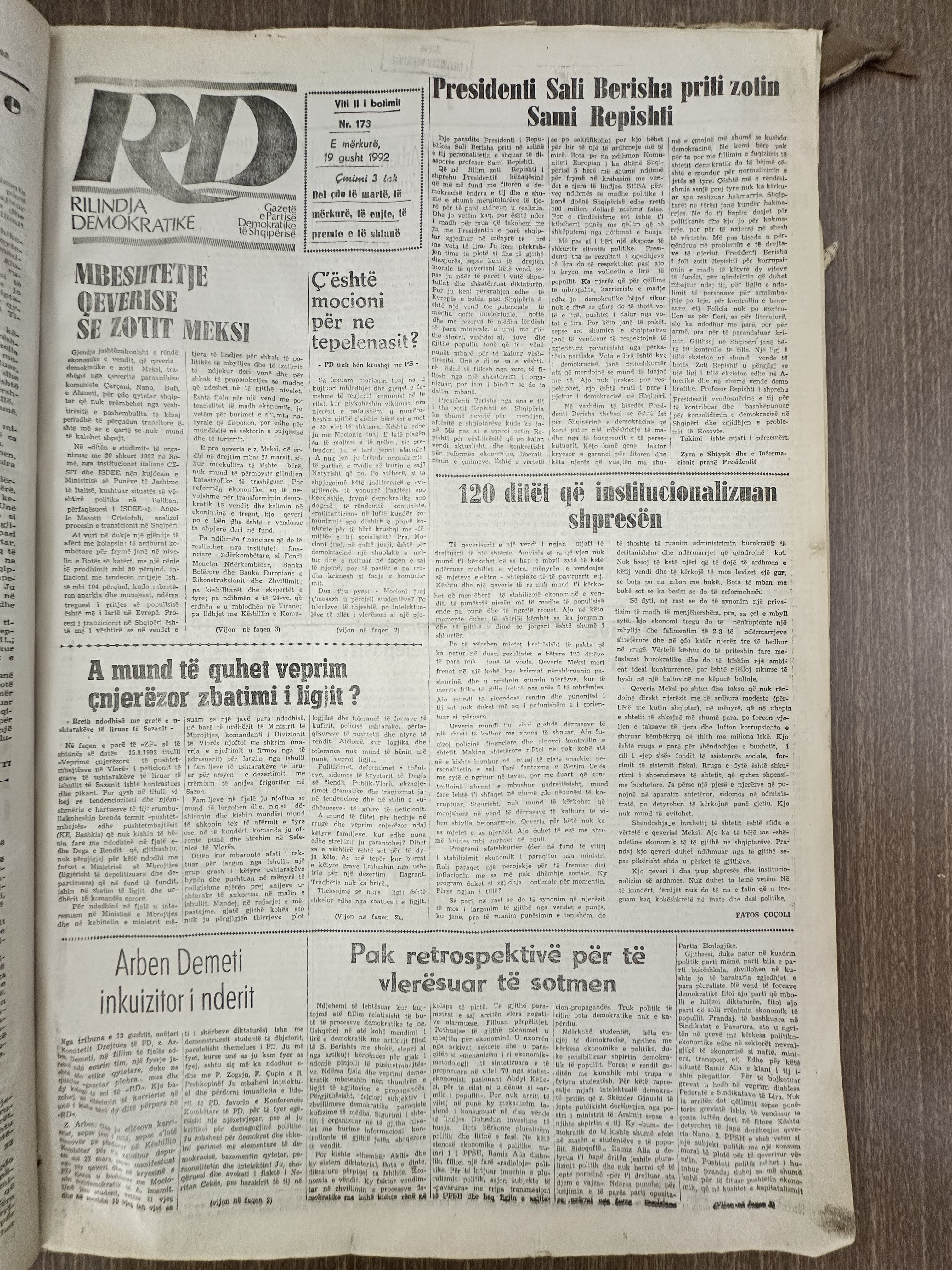 Rilindja Demokratike 1992-08-19