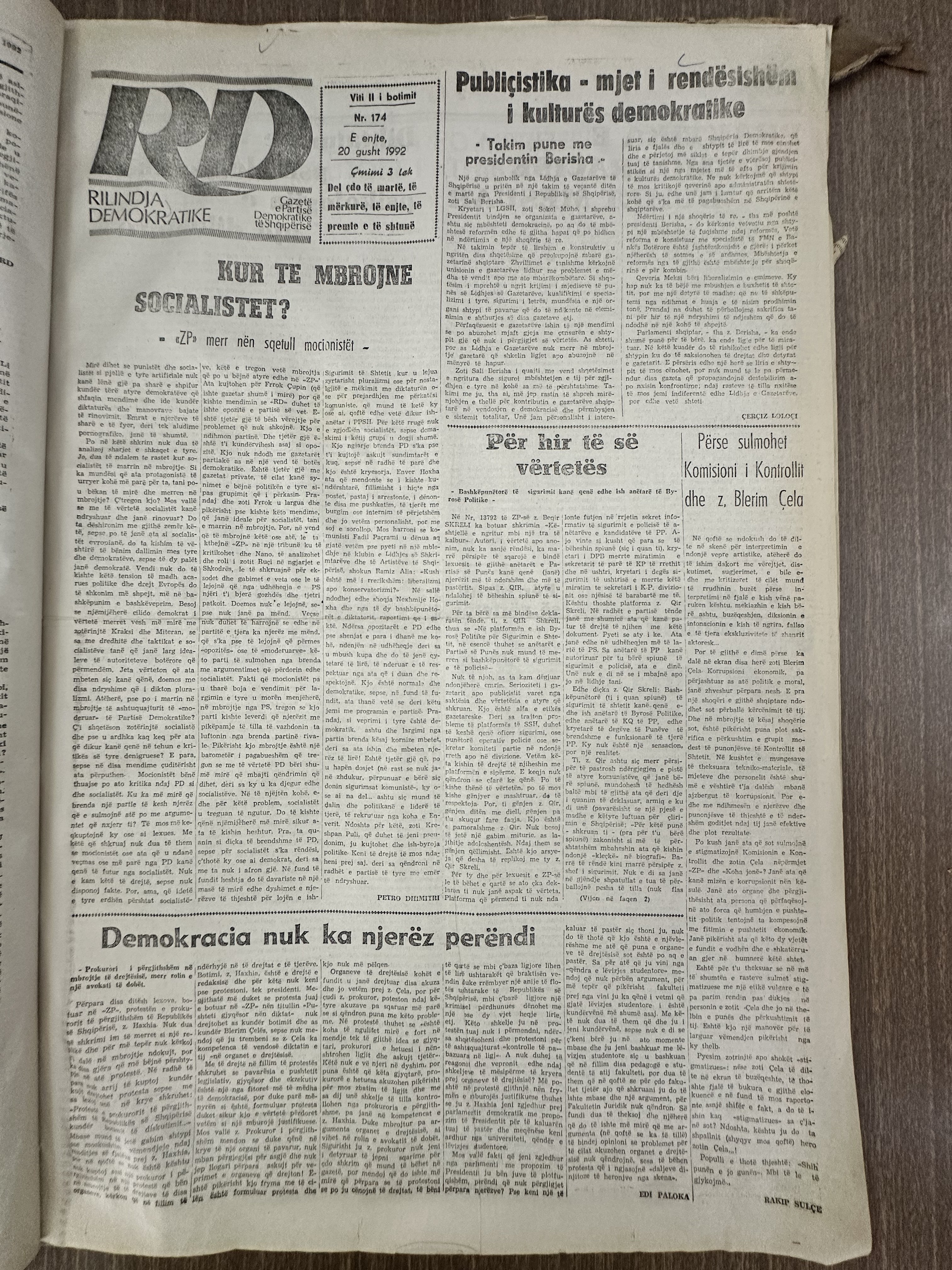 Rilindja Demokratike 1992-08-20