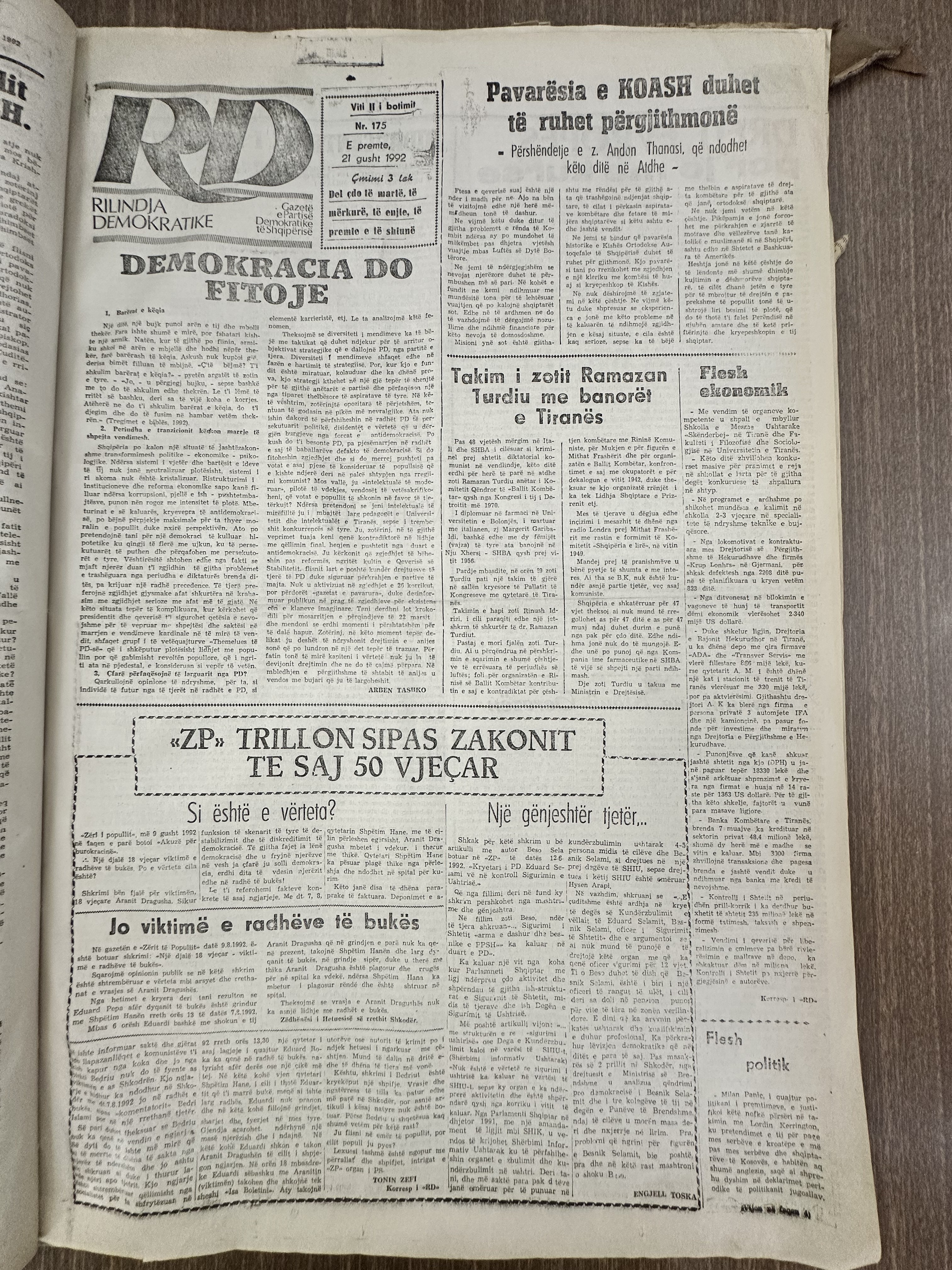 Rilindja Demokratike 1992-08-21