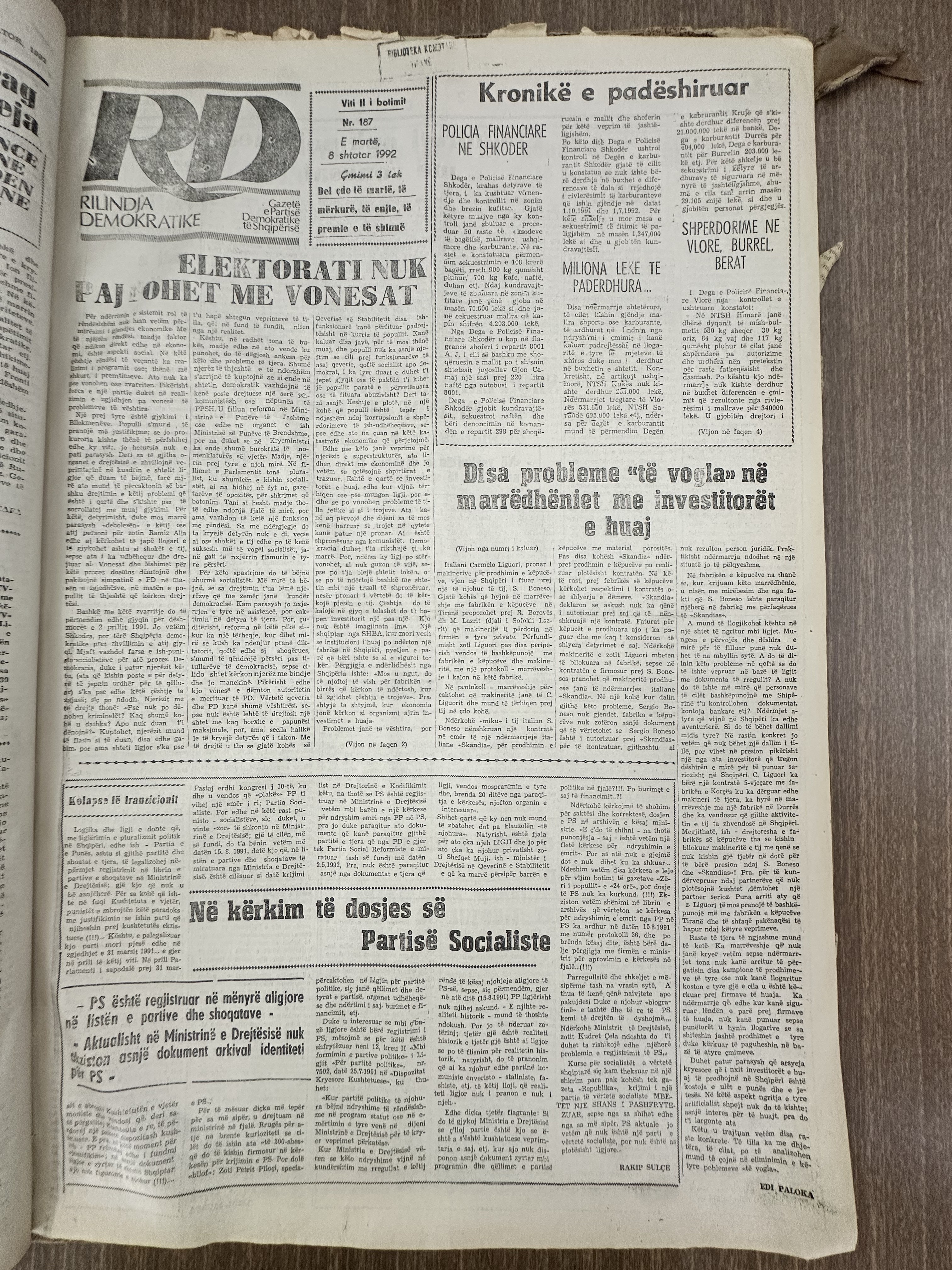 Rilindja Demokratike 1992-09-08