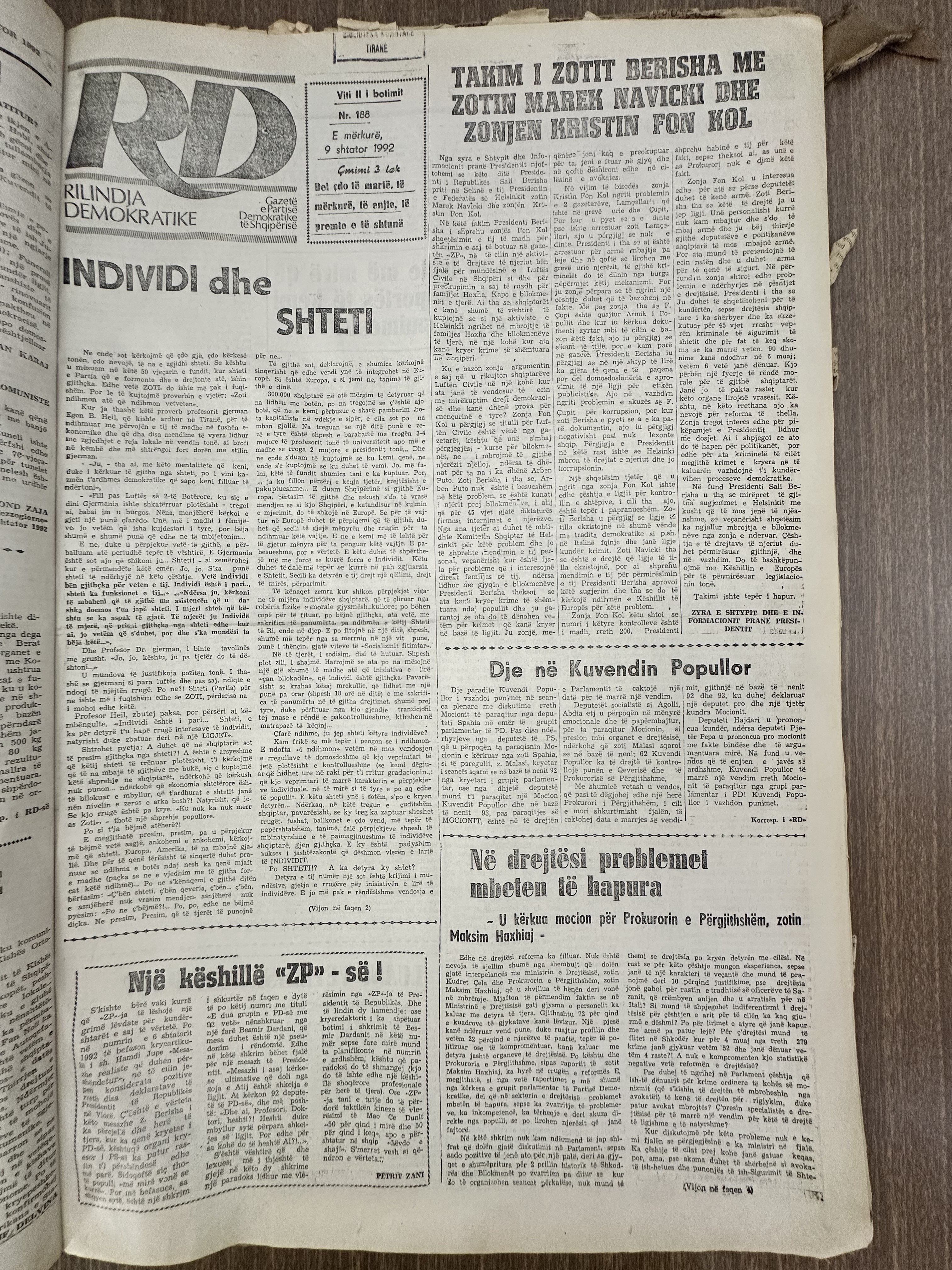 Rilindja Demokratike 1992-09-09