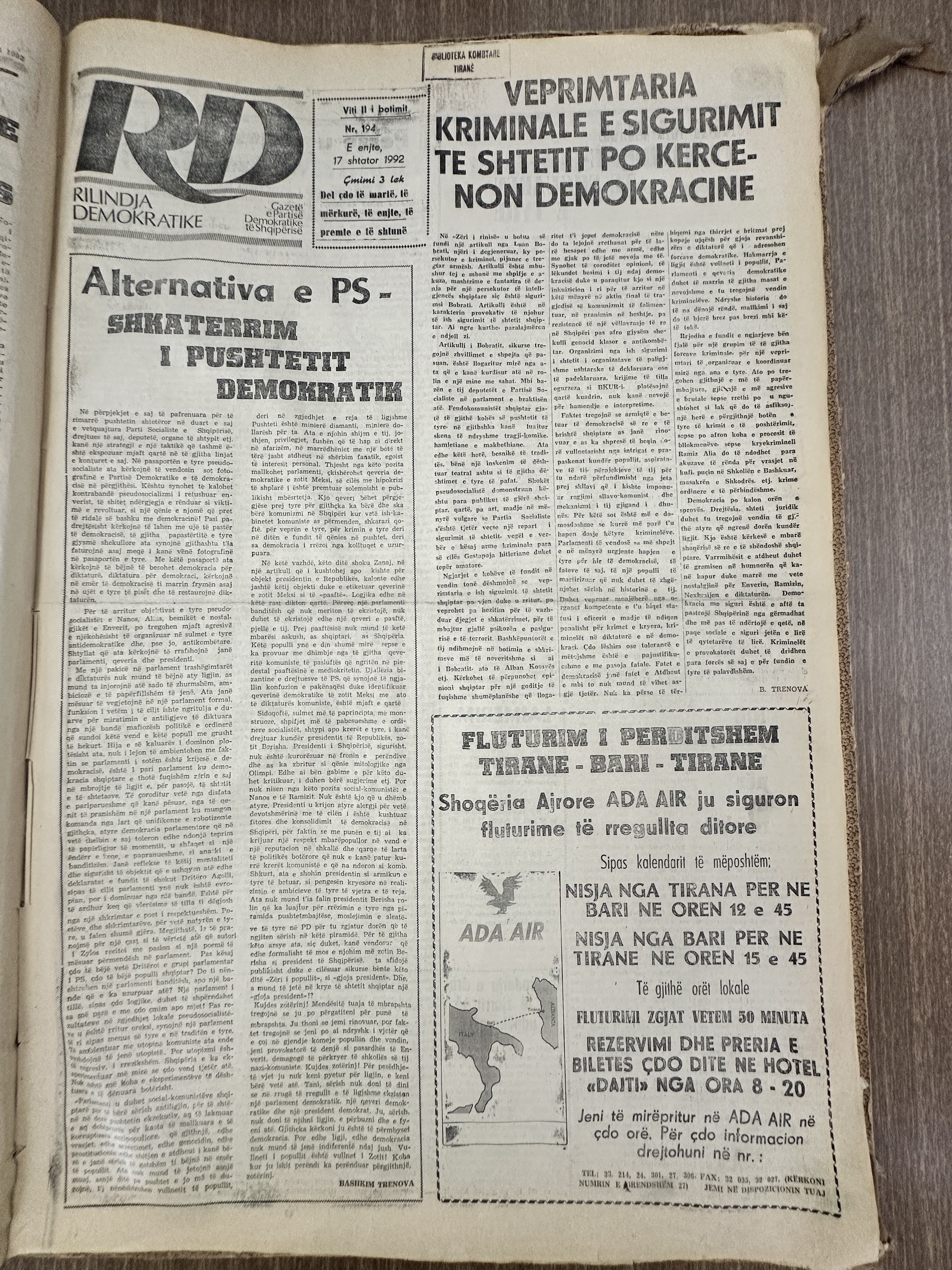 Rilindja Demokratike 1992-09-17
