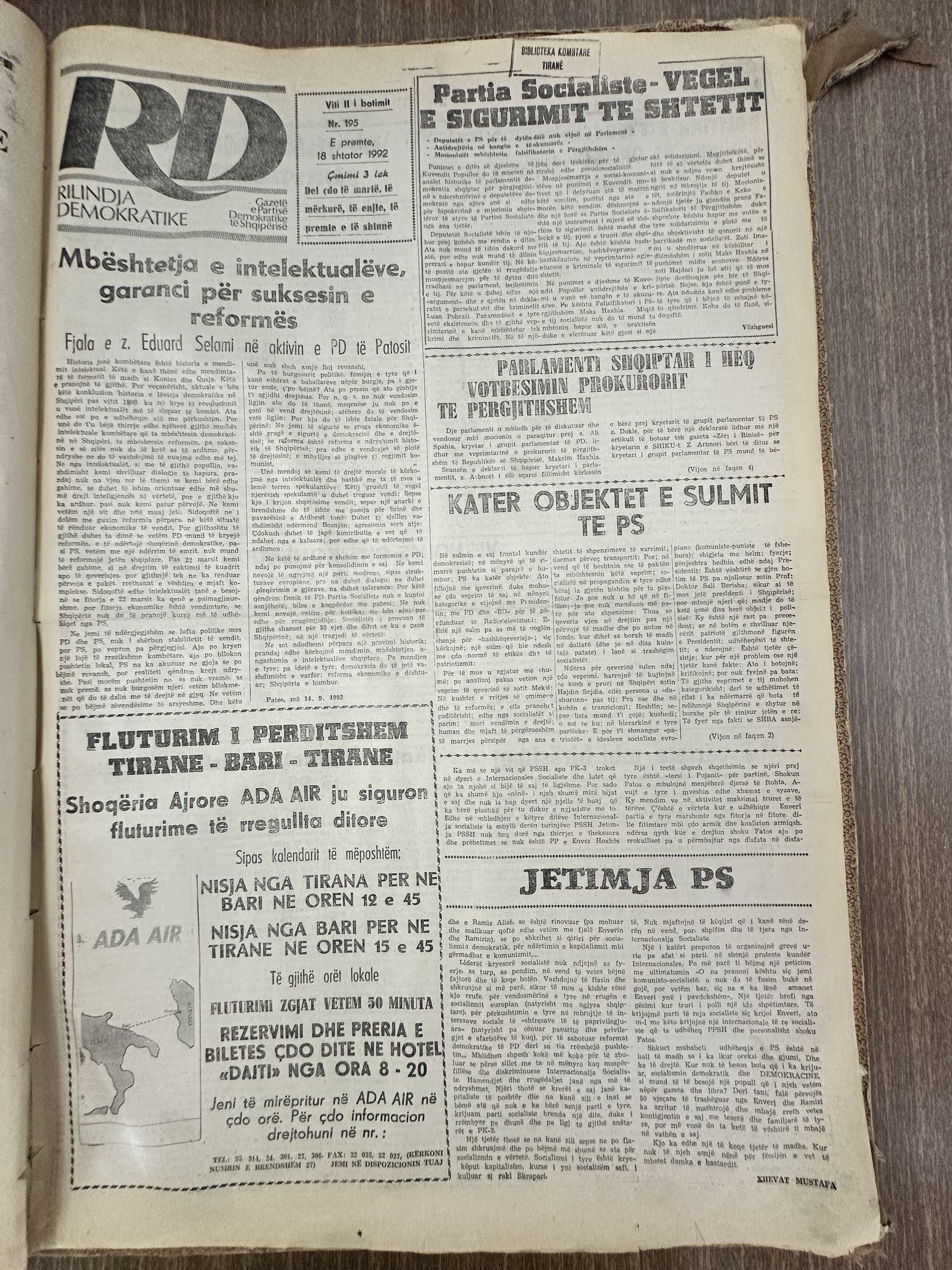 Rilindja Demokratike 1992-09-18