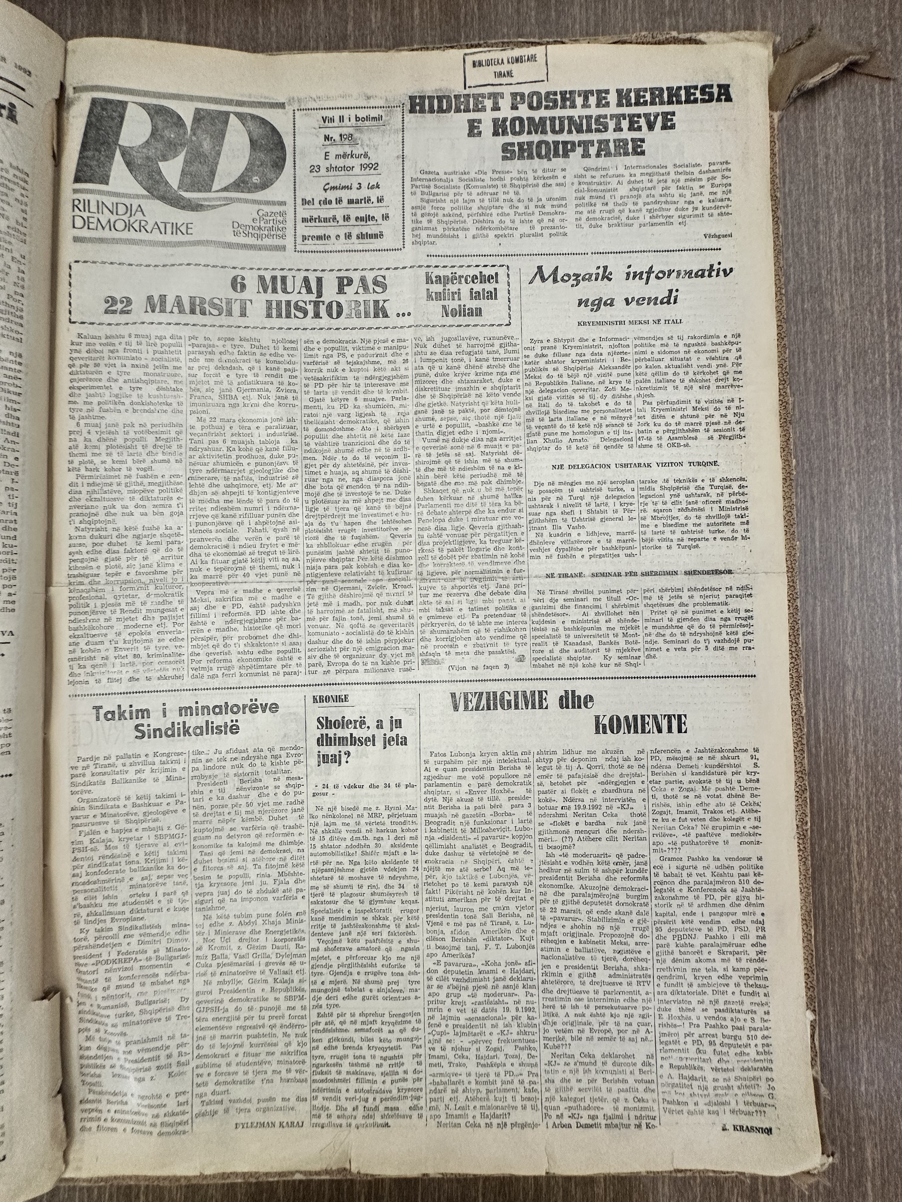 Rilindja Demokratike 1992-09-23