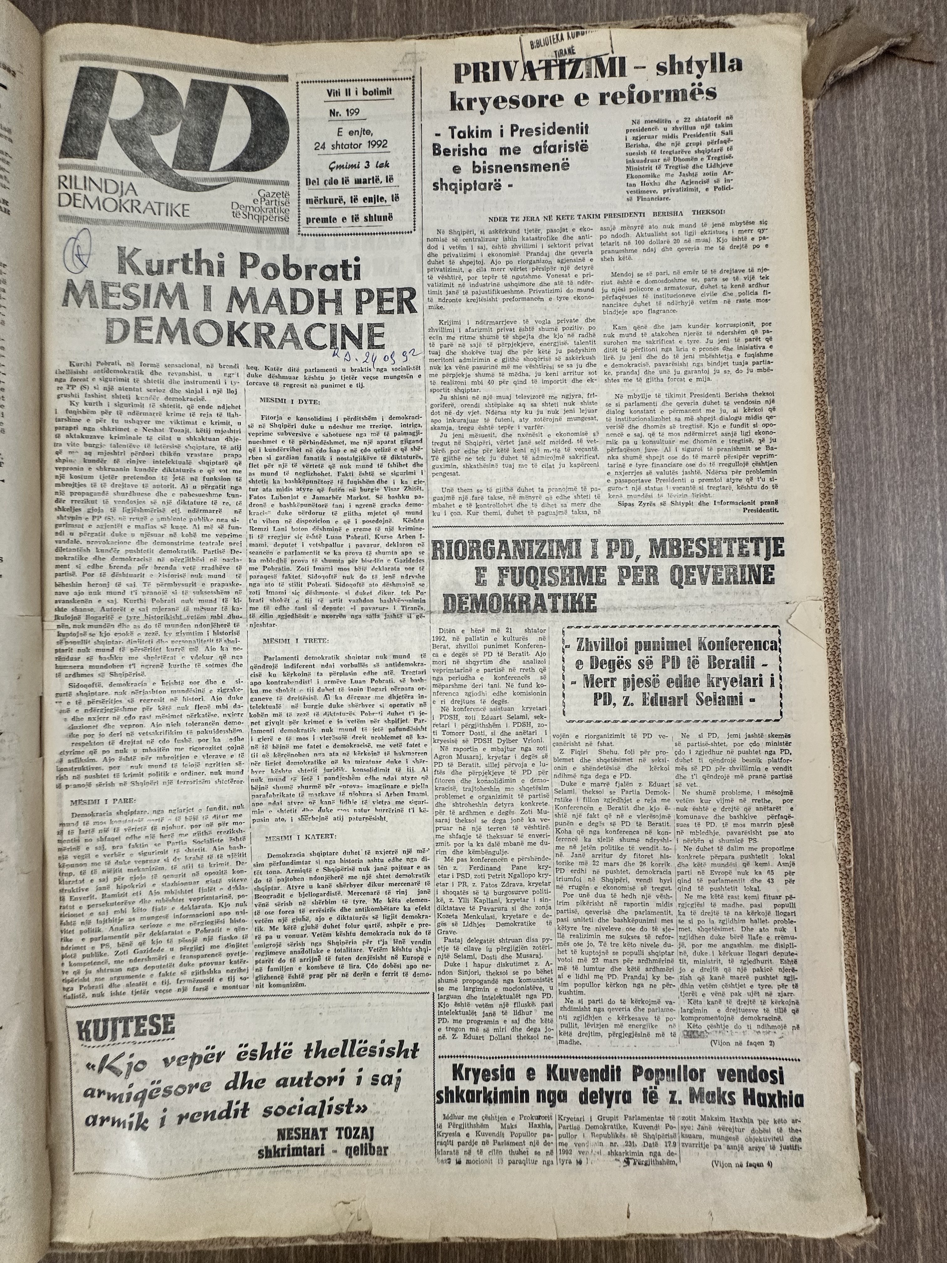 Rilindja Demokratike 1992-09-24