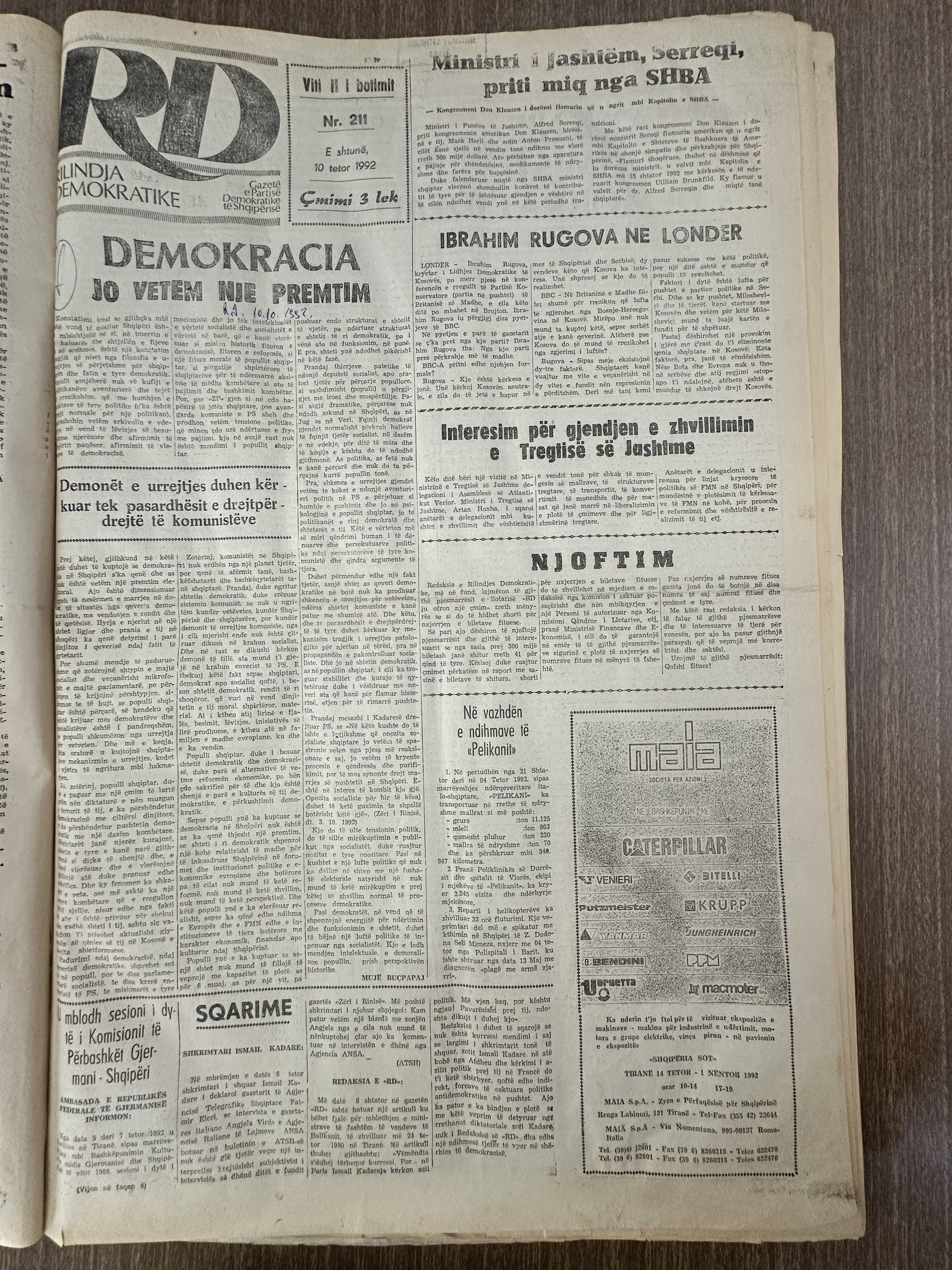Rilindja Demokratike 1992-10-10