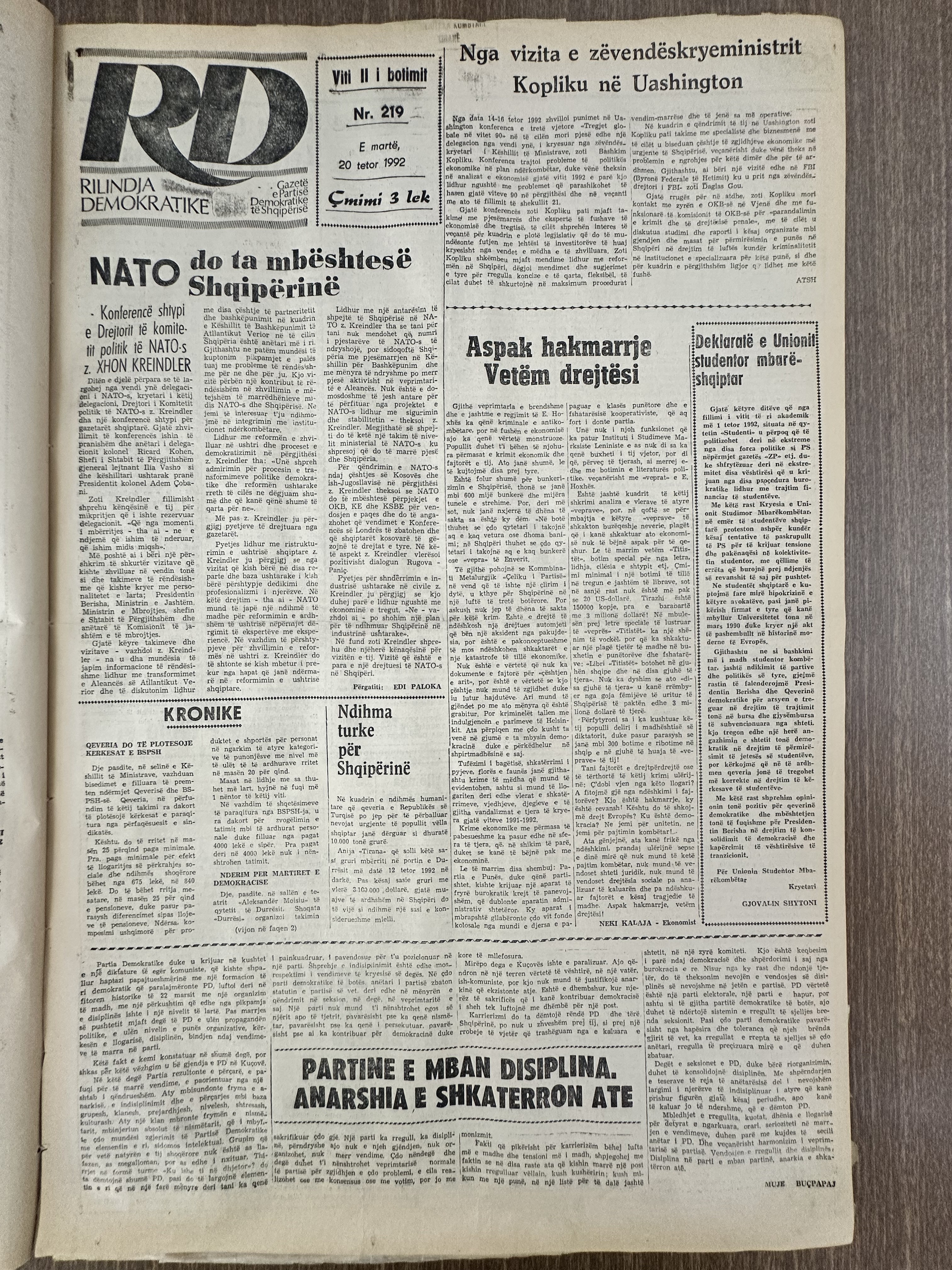 Rilindja Demokratike 1992-10-20