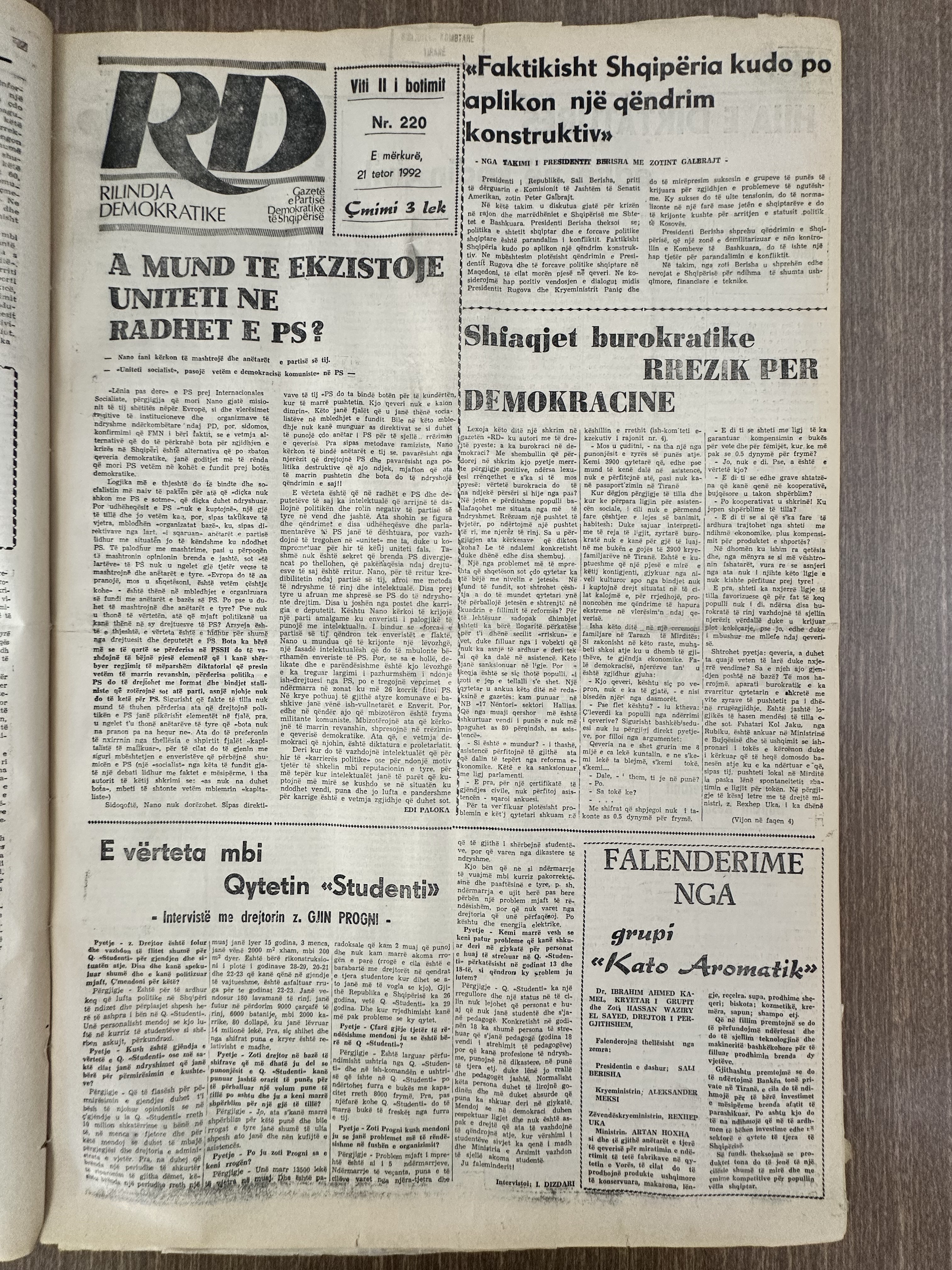 Rilindja Demokratike 1992-10-21