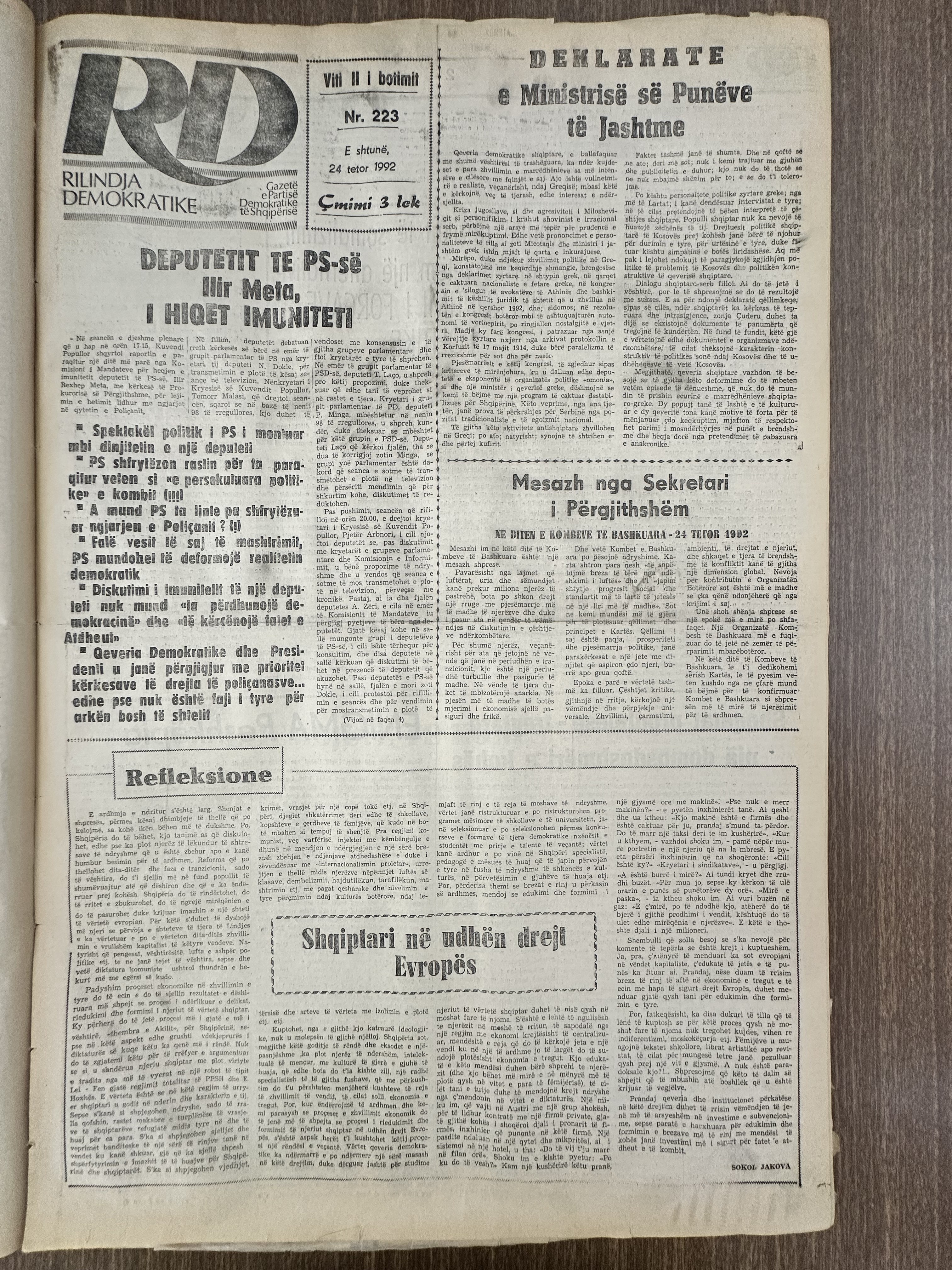 Rilindja Demokratike 1992-10-24