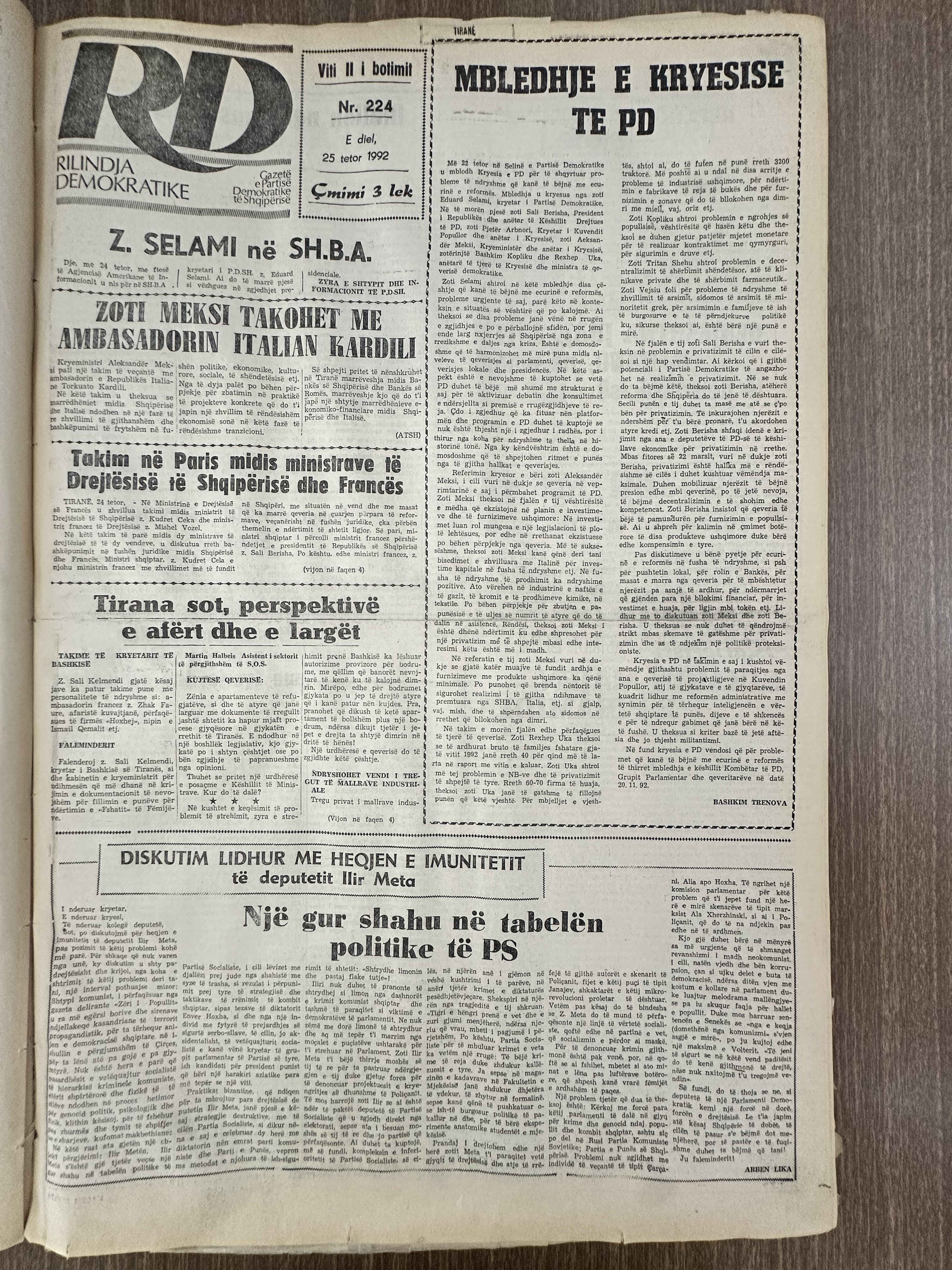 Rilindja Demokratike 1992-10-25