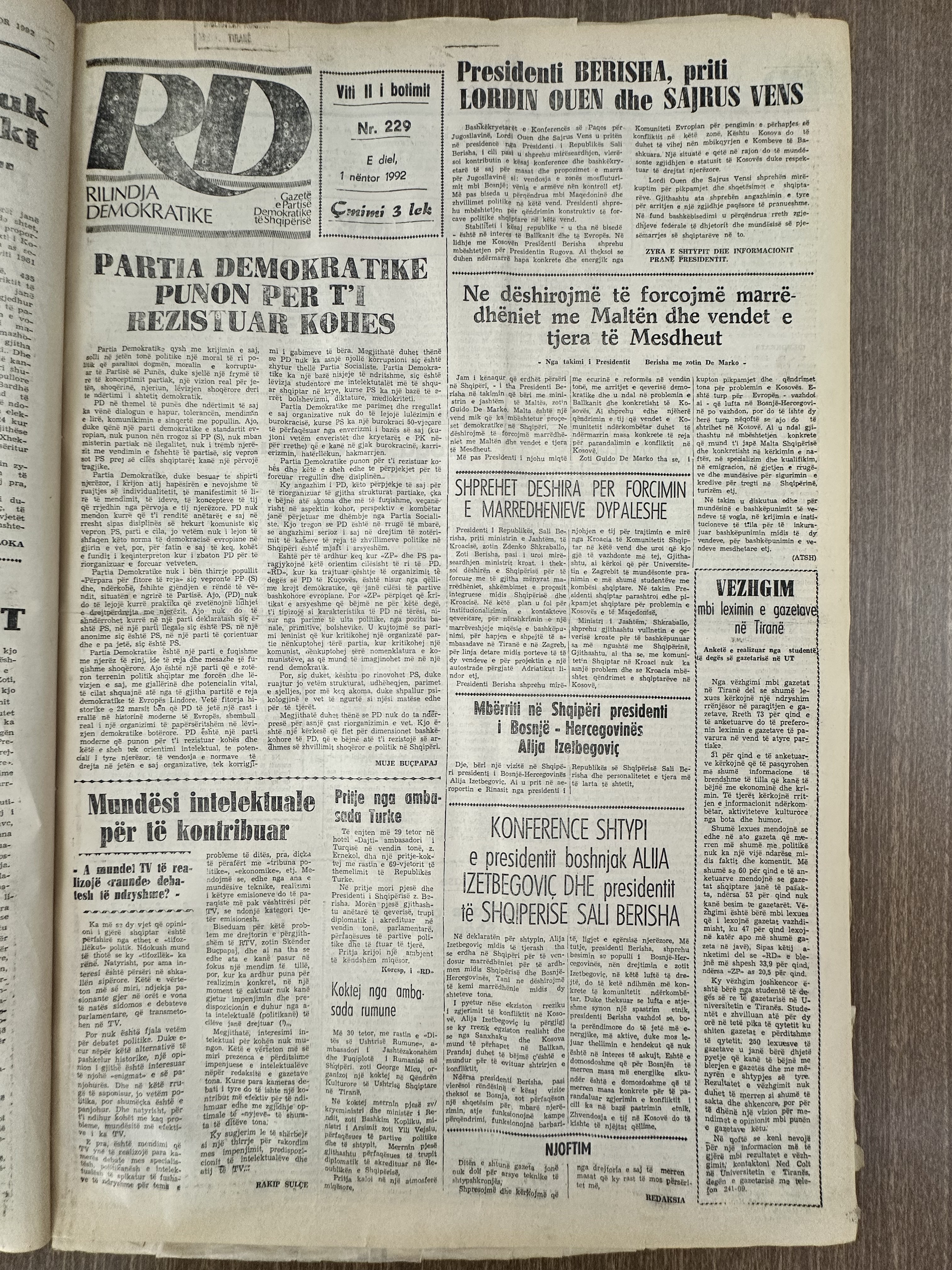 Rilindja Demokratike 1992-11-01