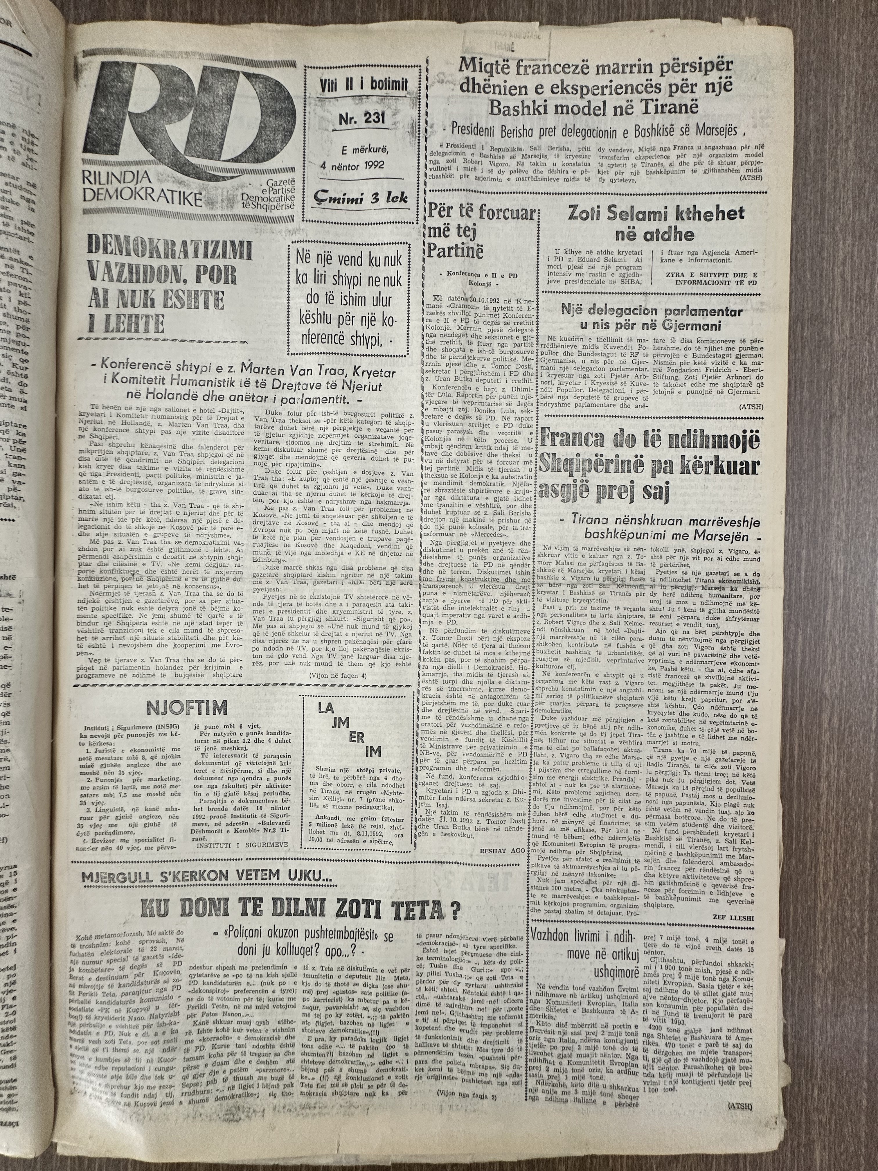 Rilindja Demokratike 1992-11-04