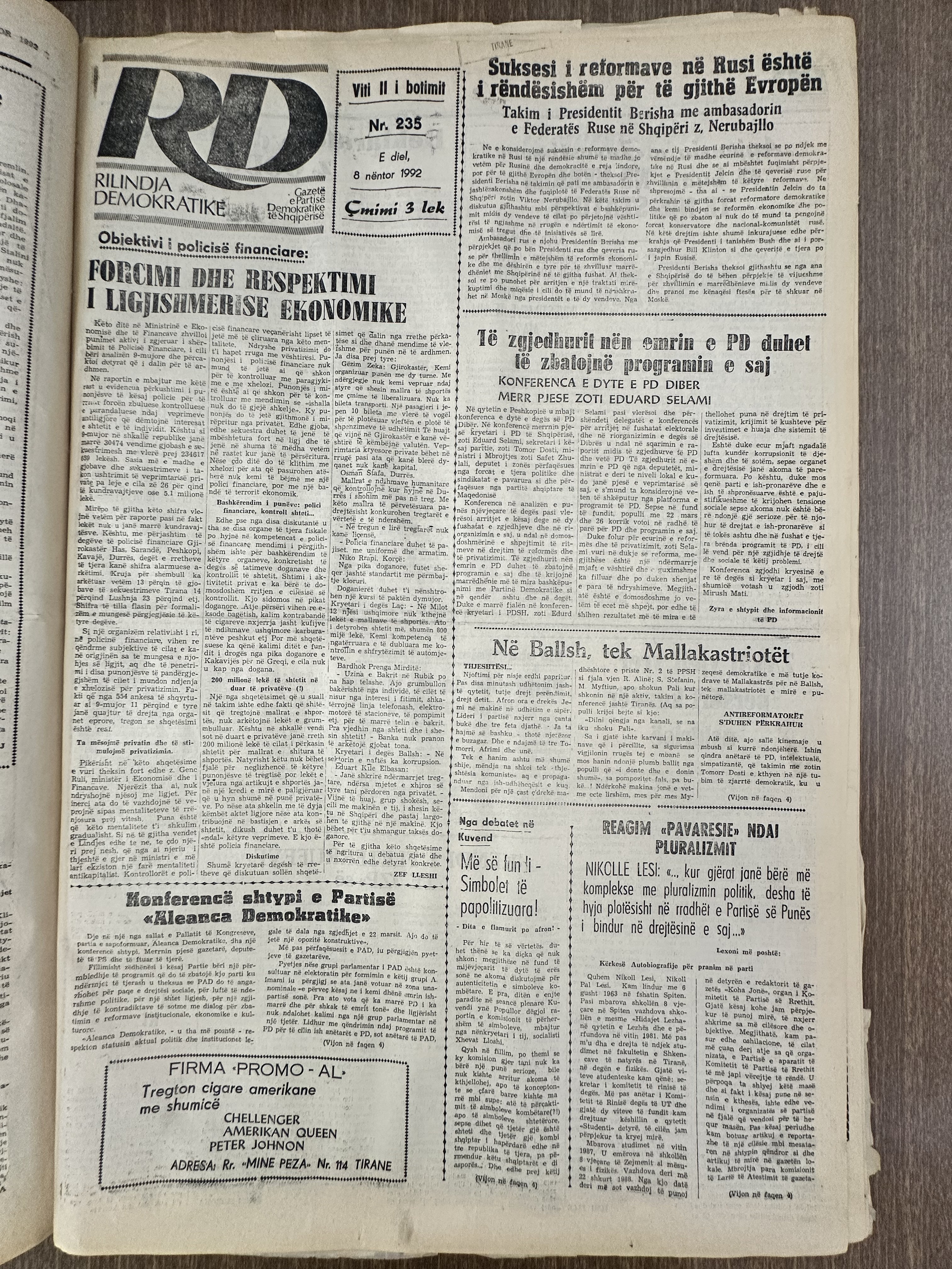 Rilindja Demokratike 1992-03-08