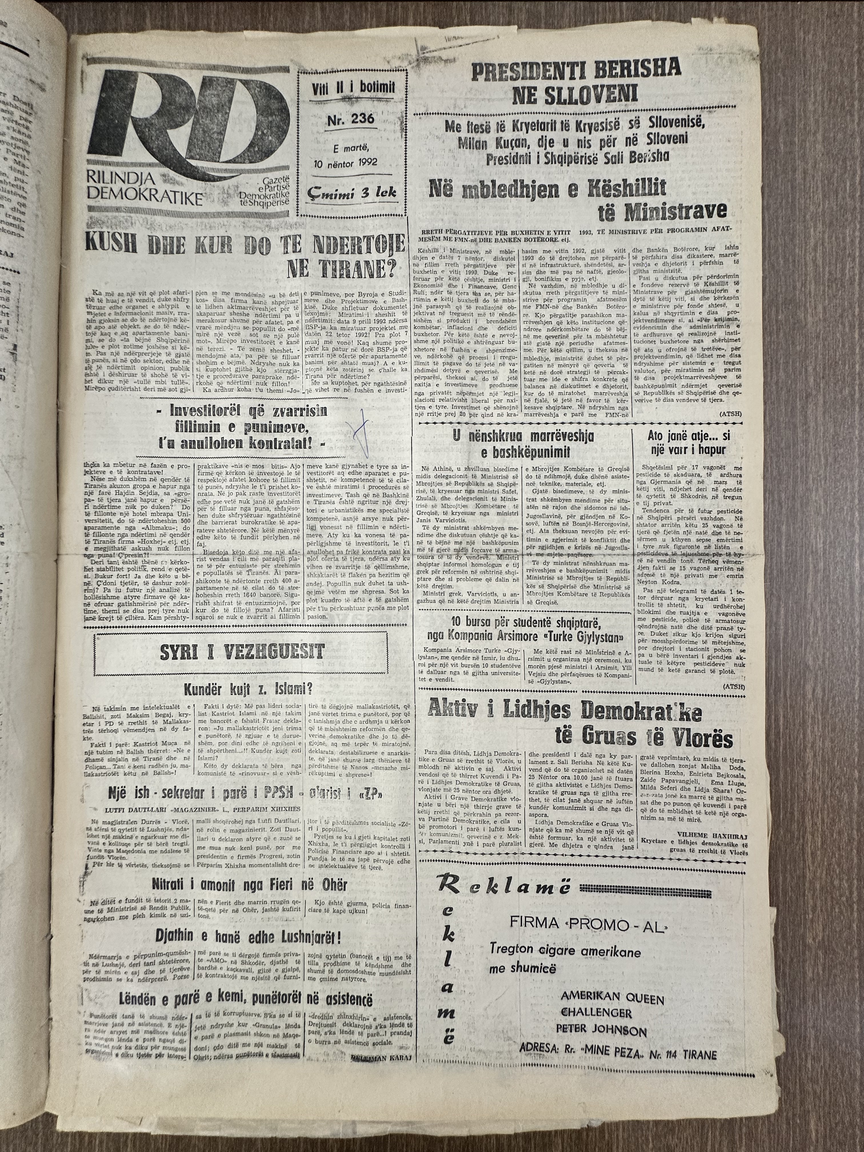 Rilindja Demokratike 1992-11-10