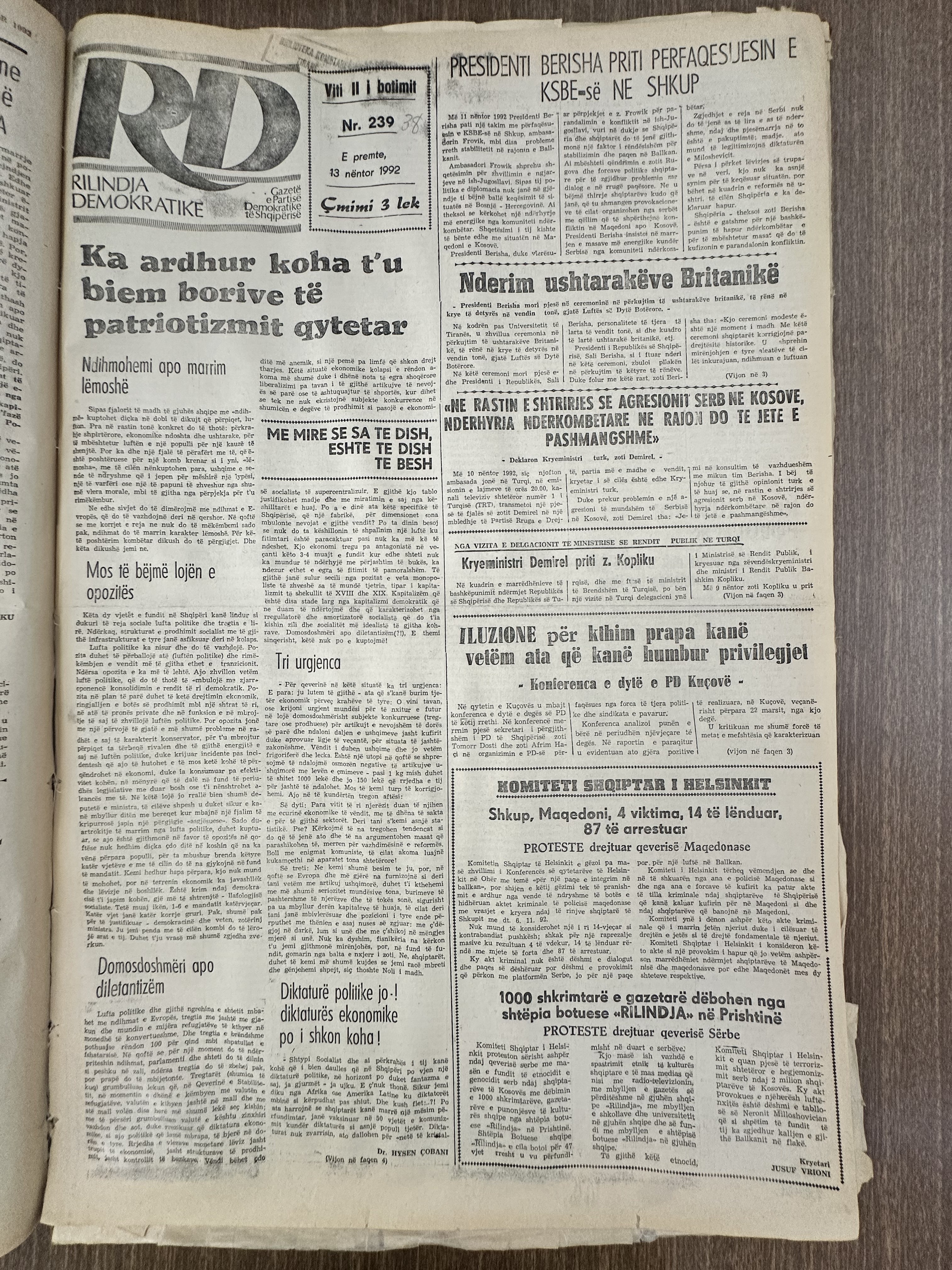 Rilindja Demokratike 1992-11-13