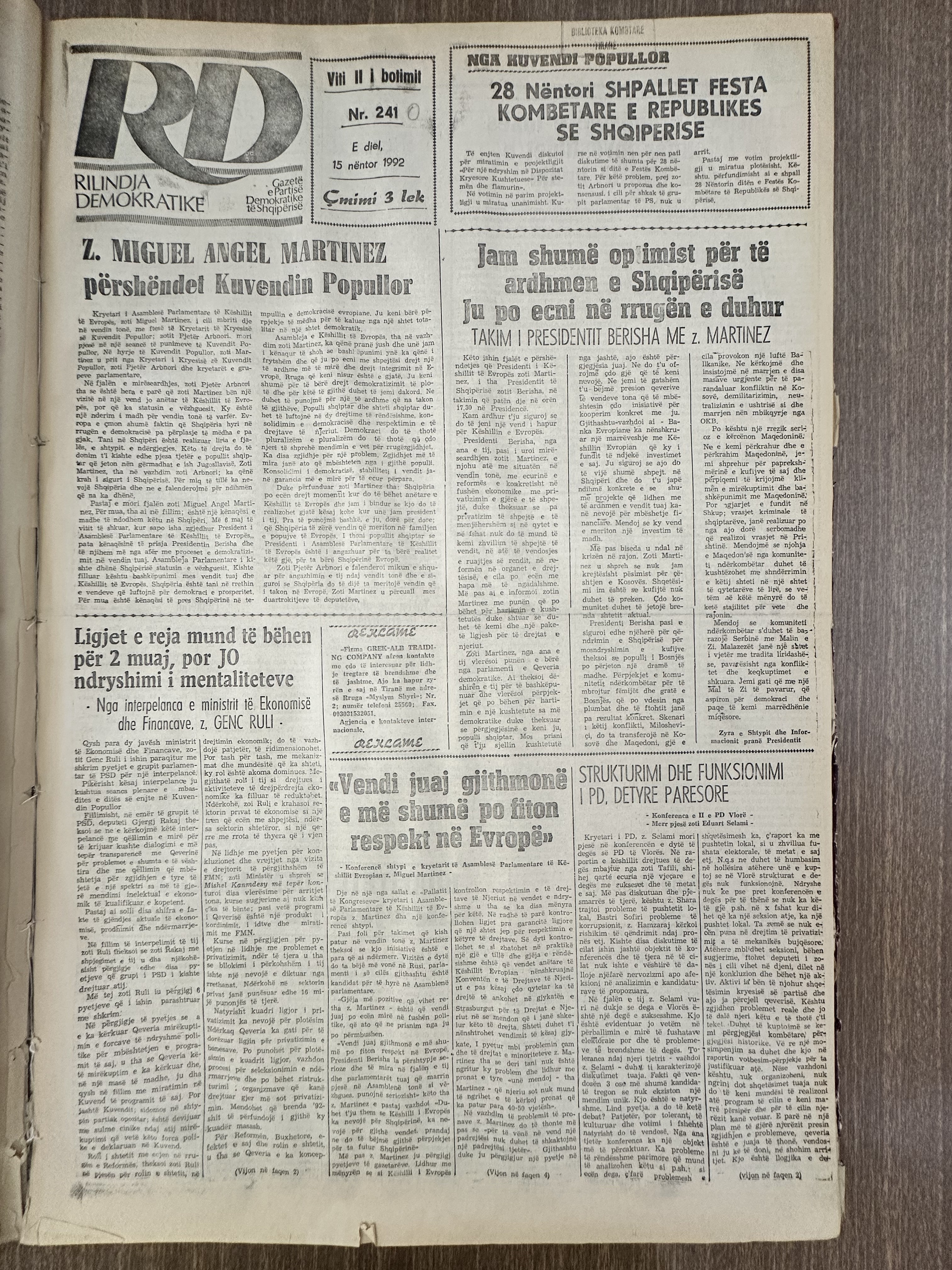 Rilindja Demokratike 1992-11-15
