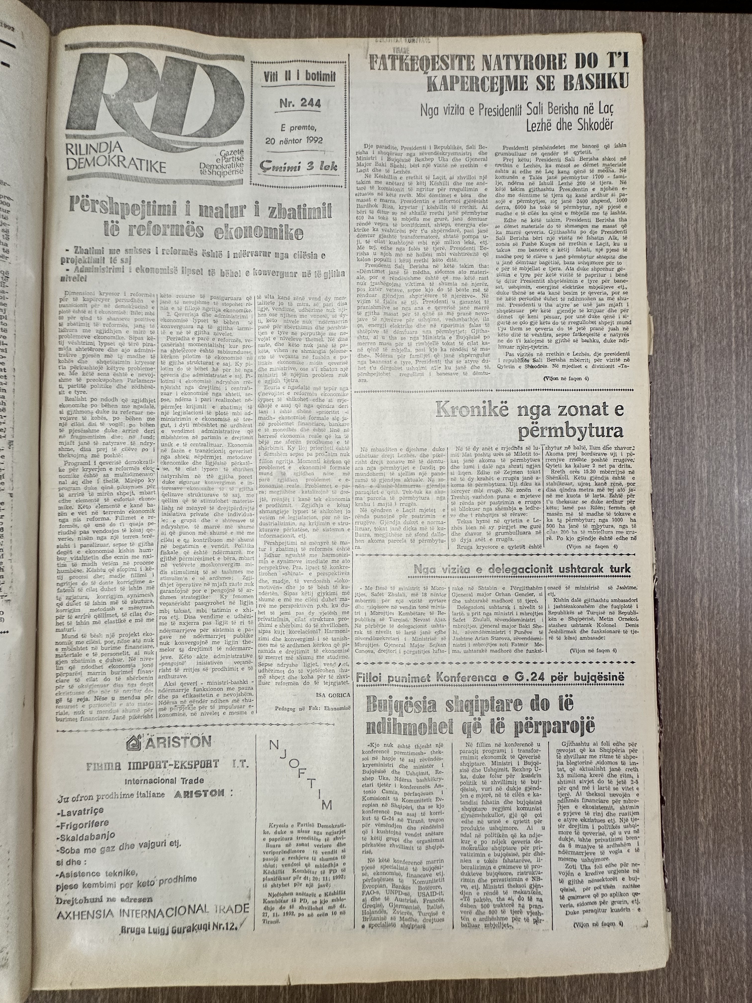 Rilindja Demokratike 1992-11-20